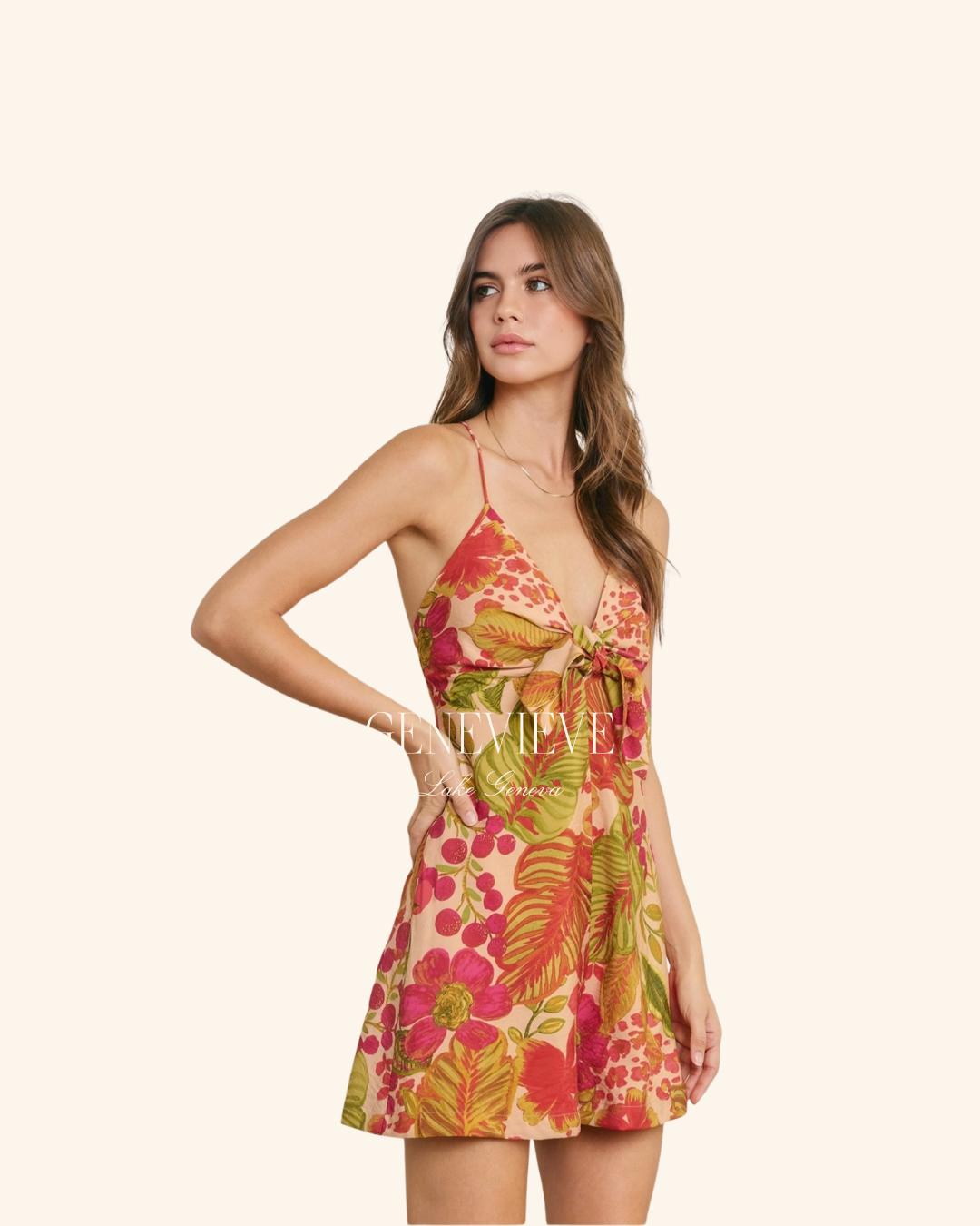 Dress Forum Coral Botanical Romper