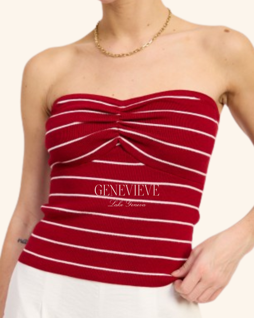 Emory Park Red Stripe Tube Top