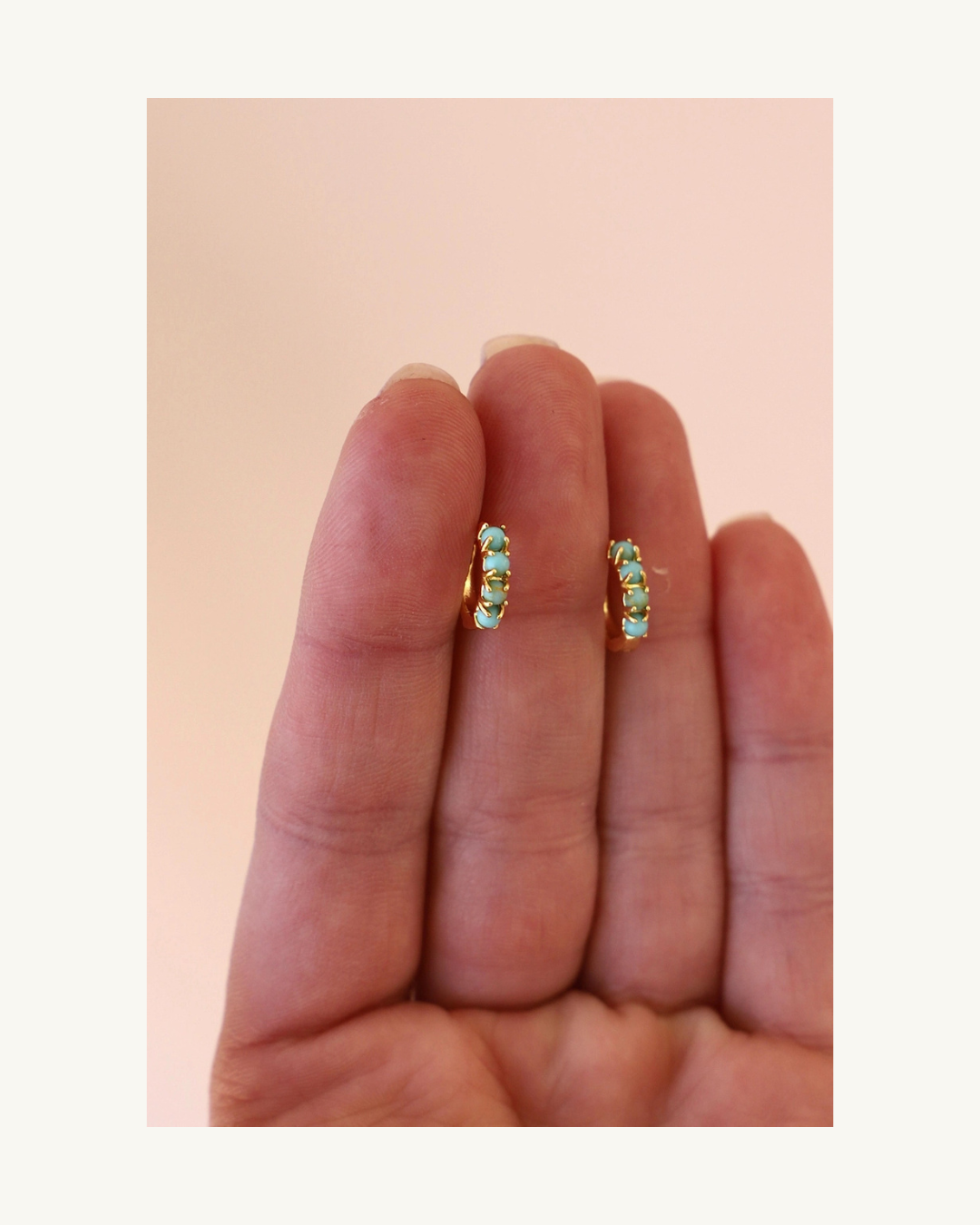 Katie Waltman Mini Turquoise Hoops