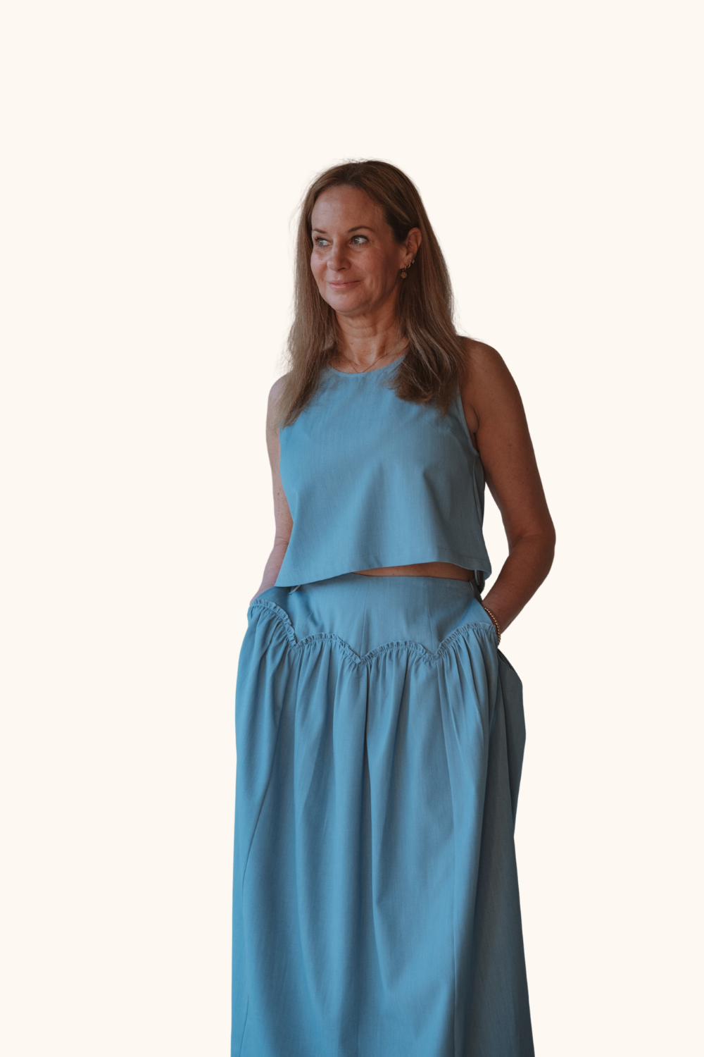 Kld. Chambray Scallop Skirt