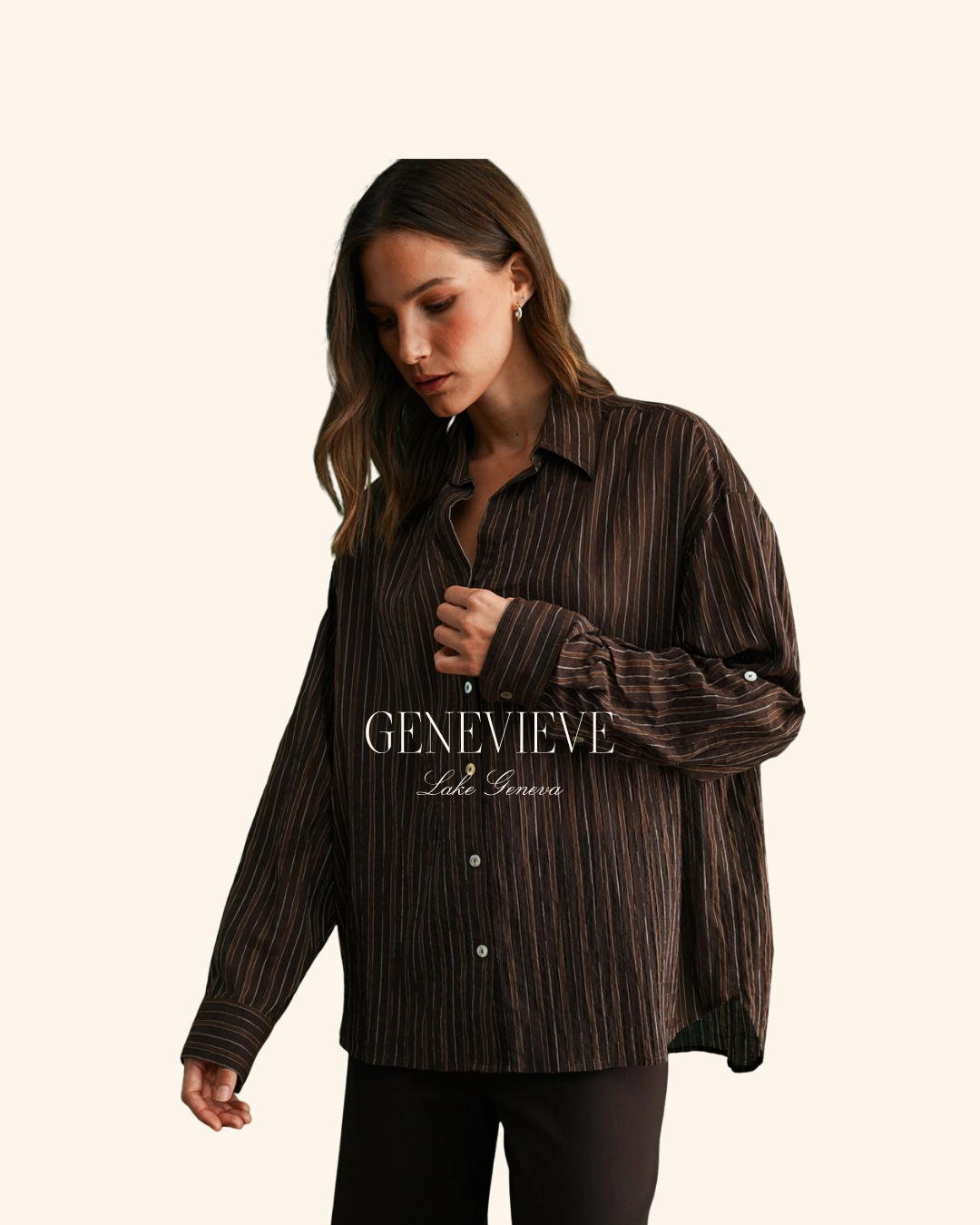 Fun2Fun Brown Stripe Button Down