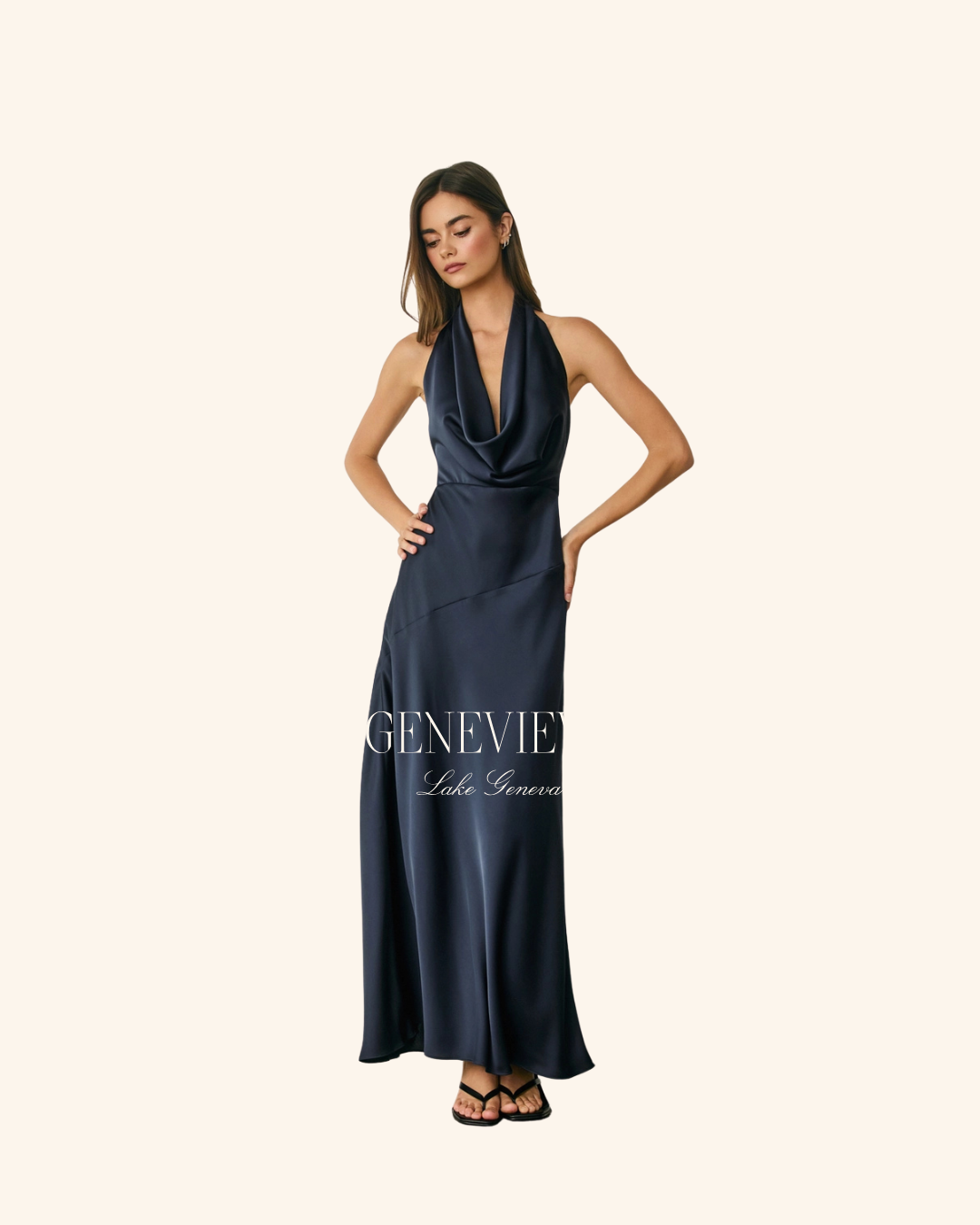 Dress Forum Halter Cowl Satin dress