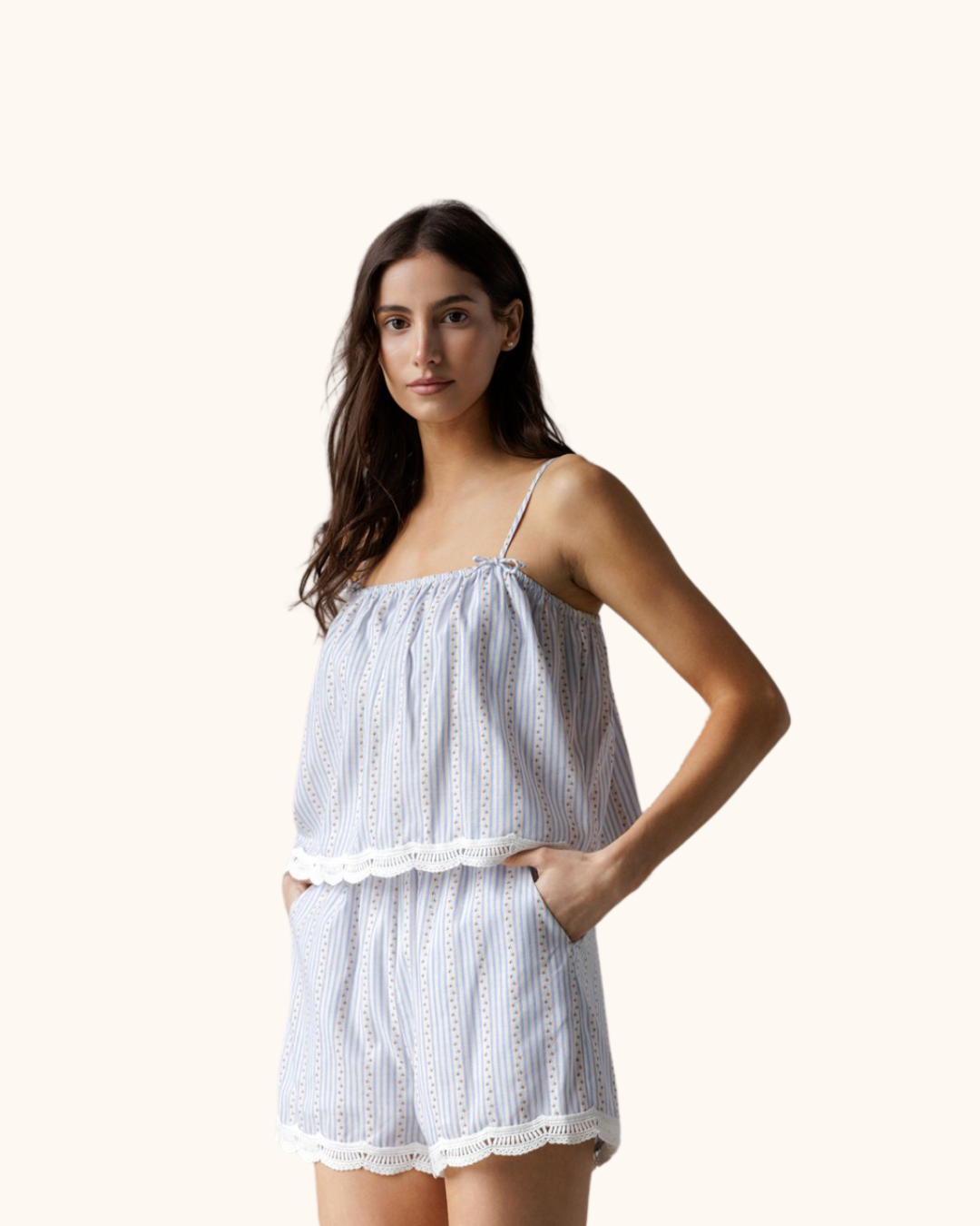 Storia Blue White Striped Shorts