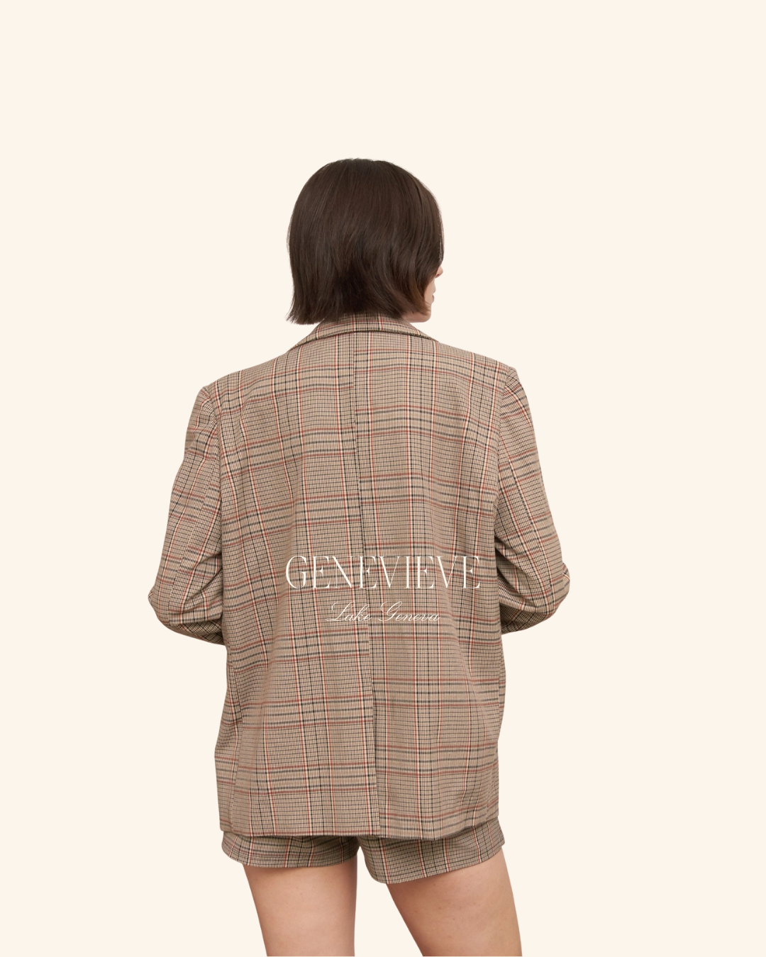 En Creme Plaid Blazer