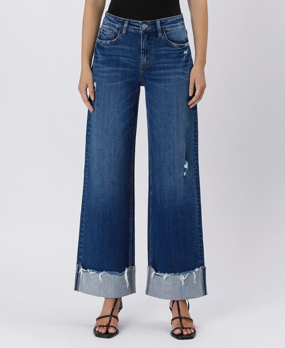 Vervet High Rise Cuffed Baggy Wide Jeans