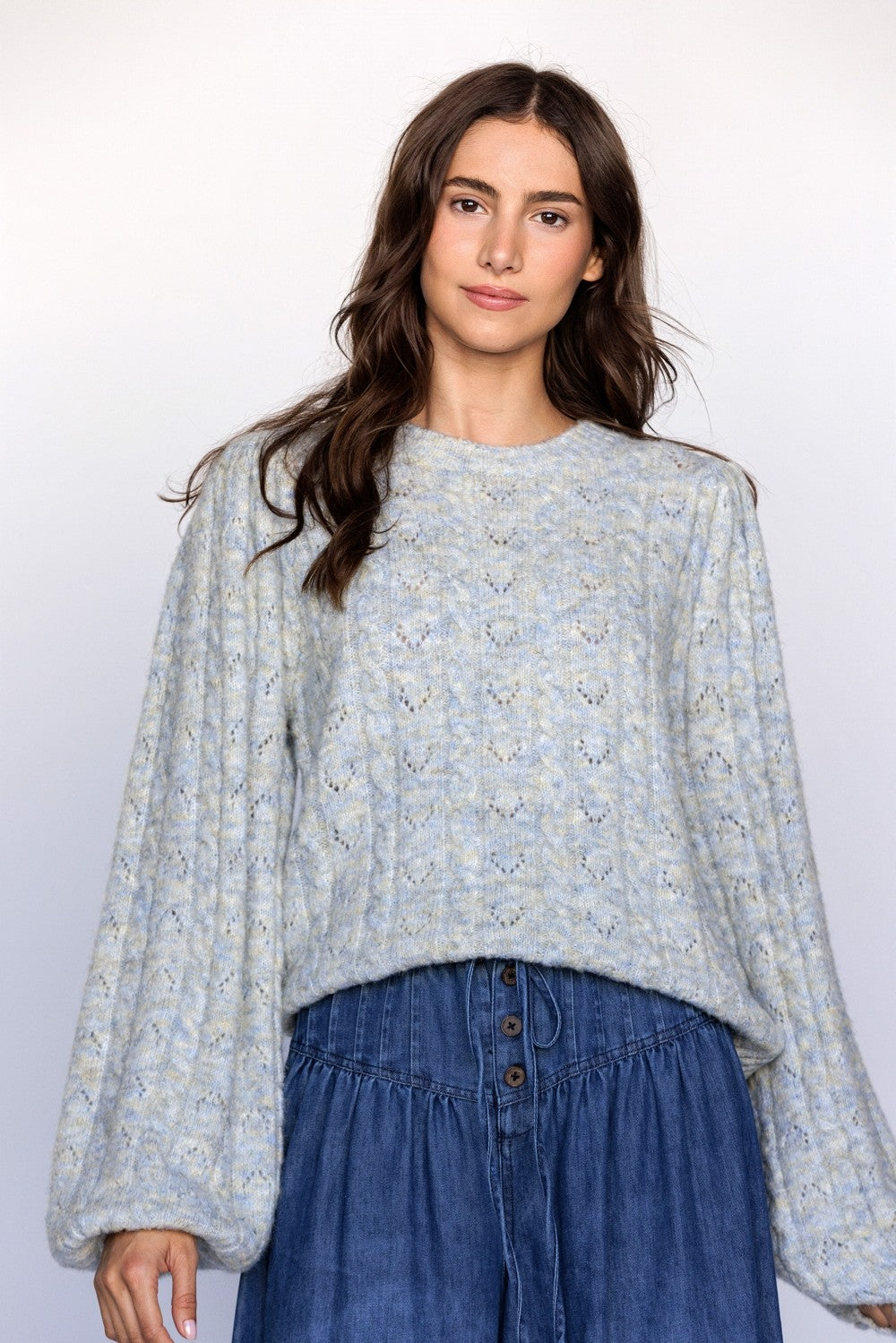 Storia Cable Knit Crew Neck Sweater