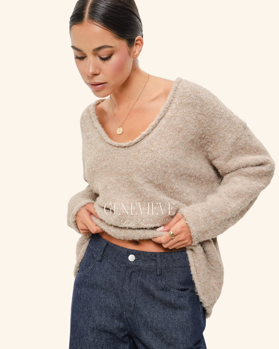 Pretty Garbage Mocha Vneck Pullover