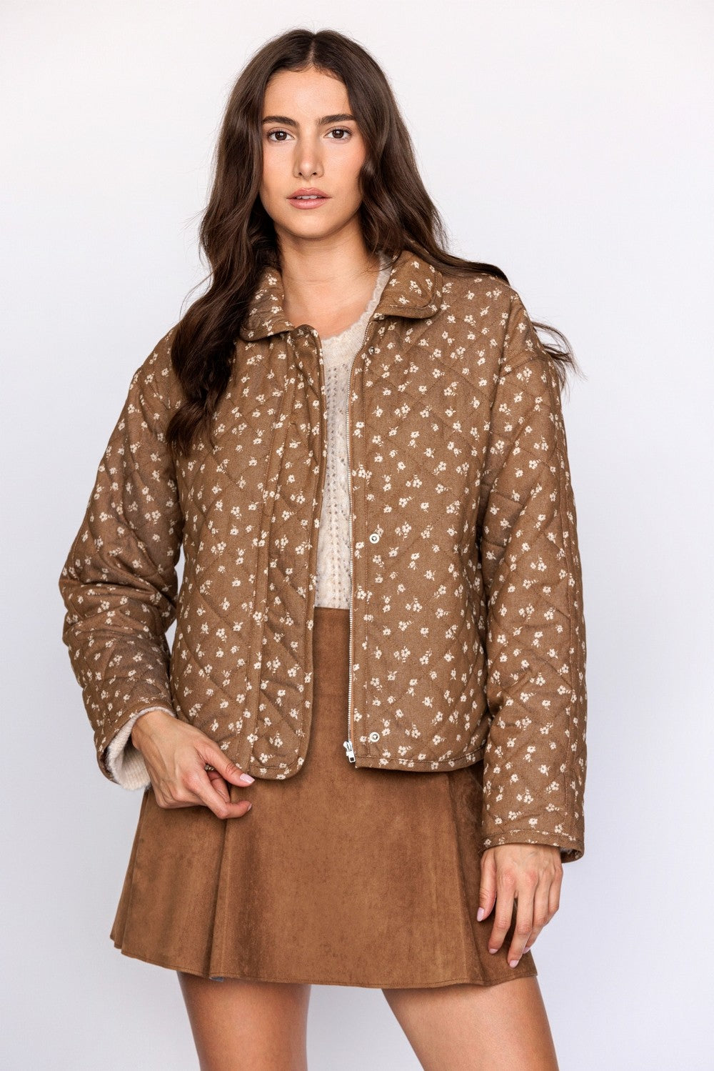 Storia Ditsy Floral Quilted Zip-up Jacket