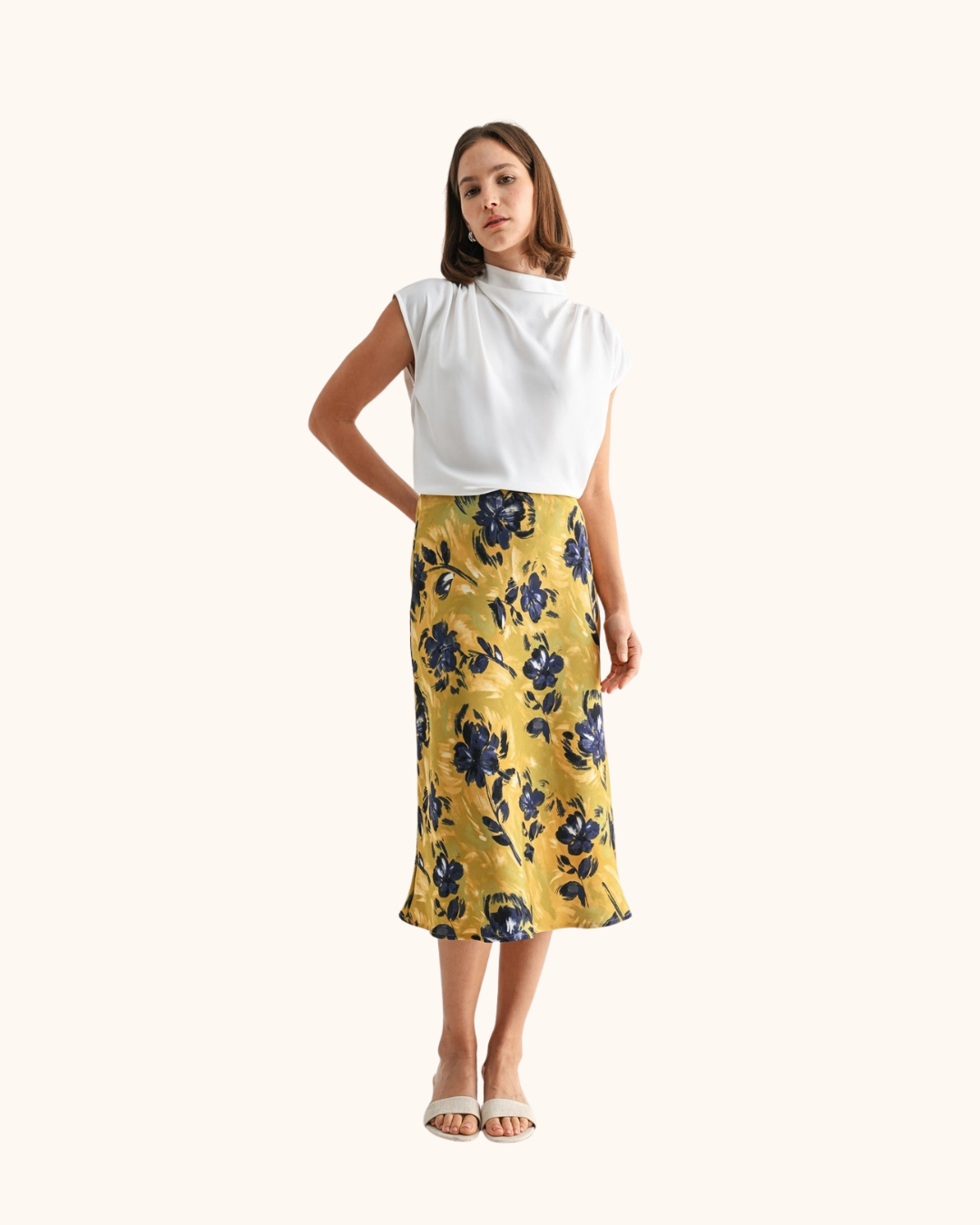 Fun2Fun Mustard & Blue Satin Skirt