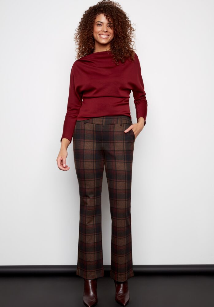 ILTM Plaid Ponte Straight-Leg Full-Length Pant