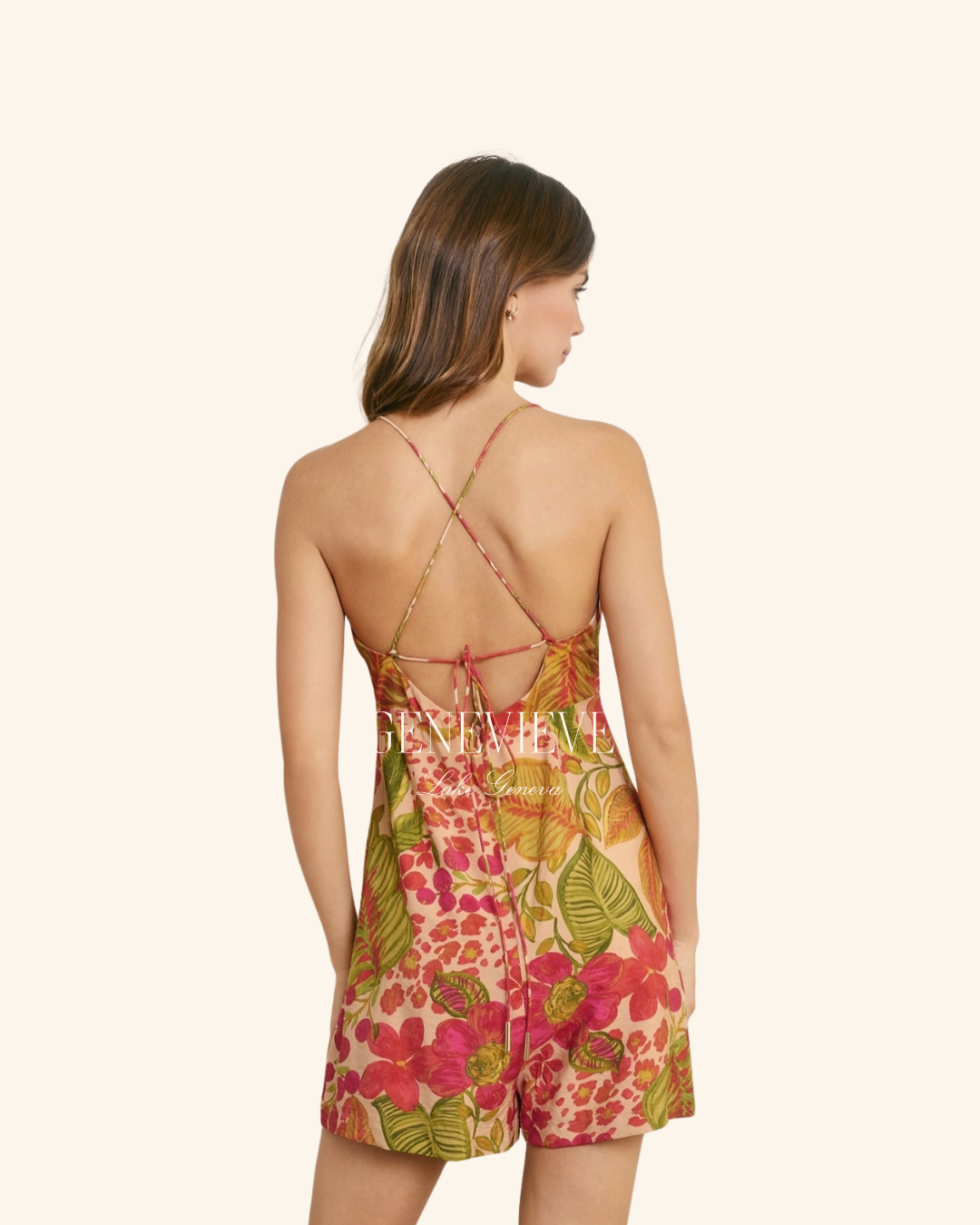 Dress Forum Coral Botanical Romper