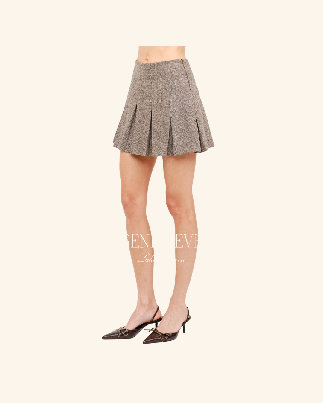 Sofie The Label Mocha Pleated Mini Skirt