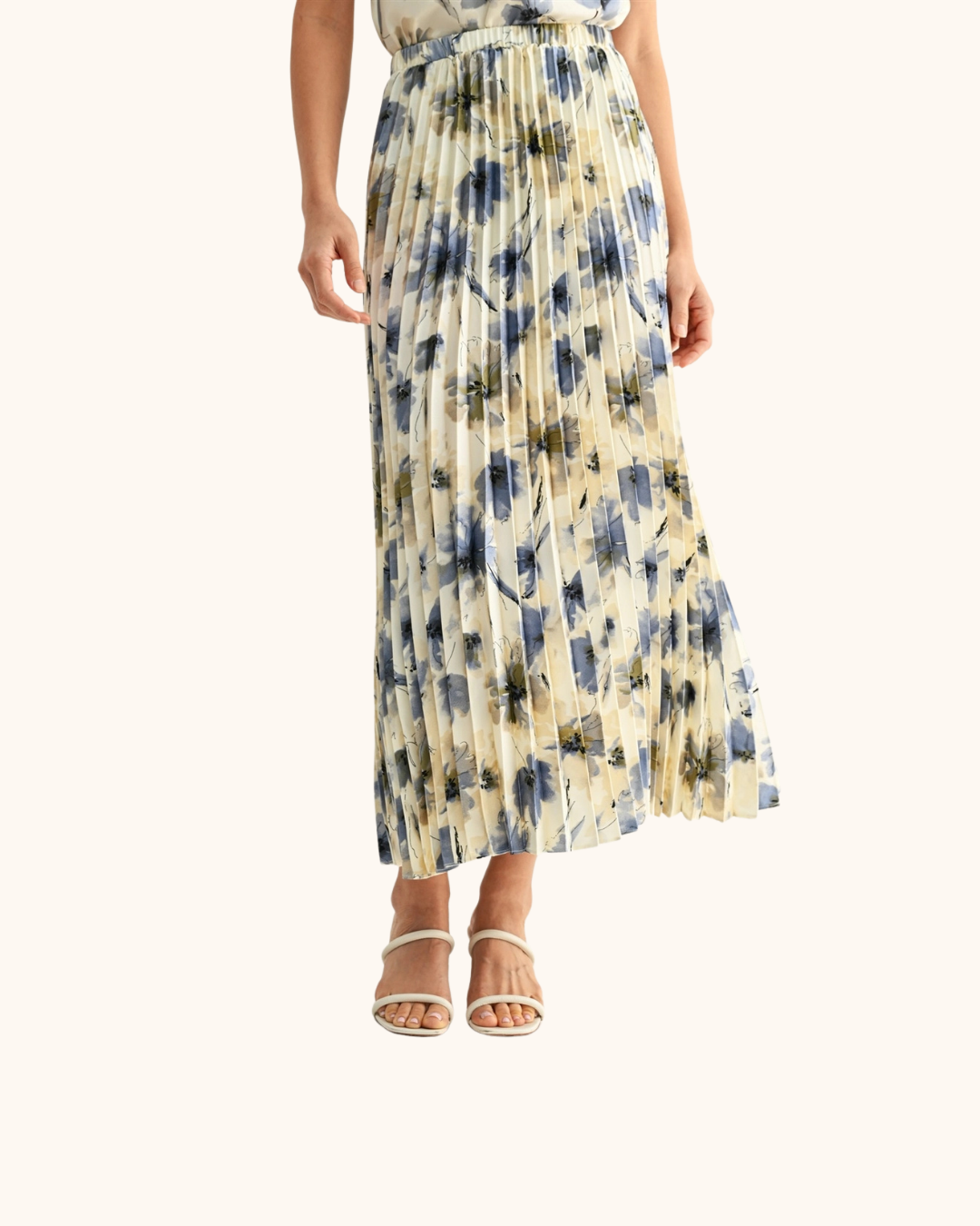 Fun2Fun Floral Pleated Satin Skirt