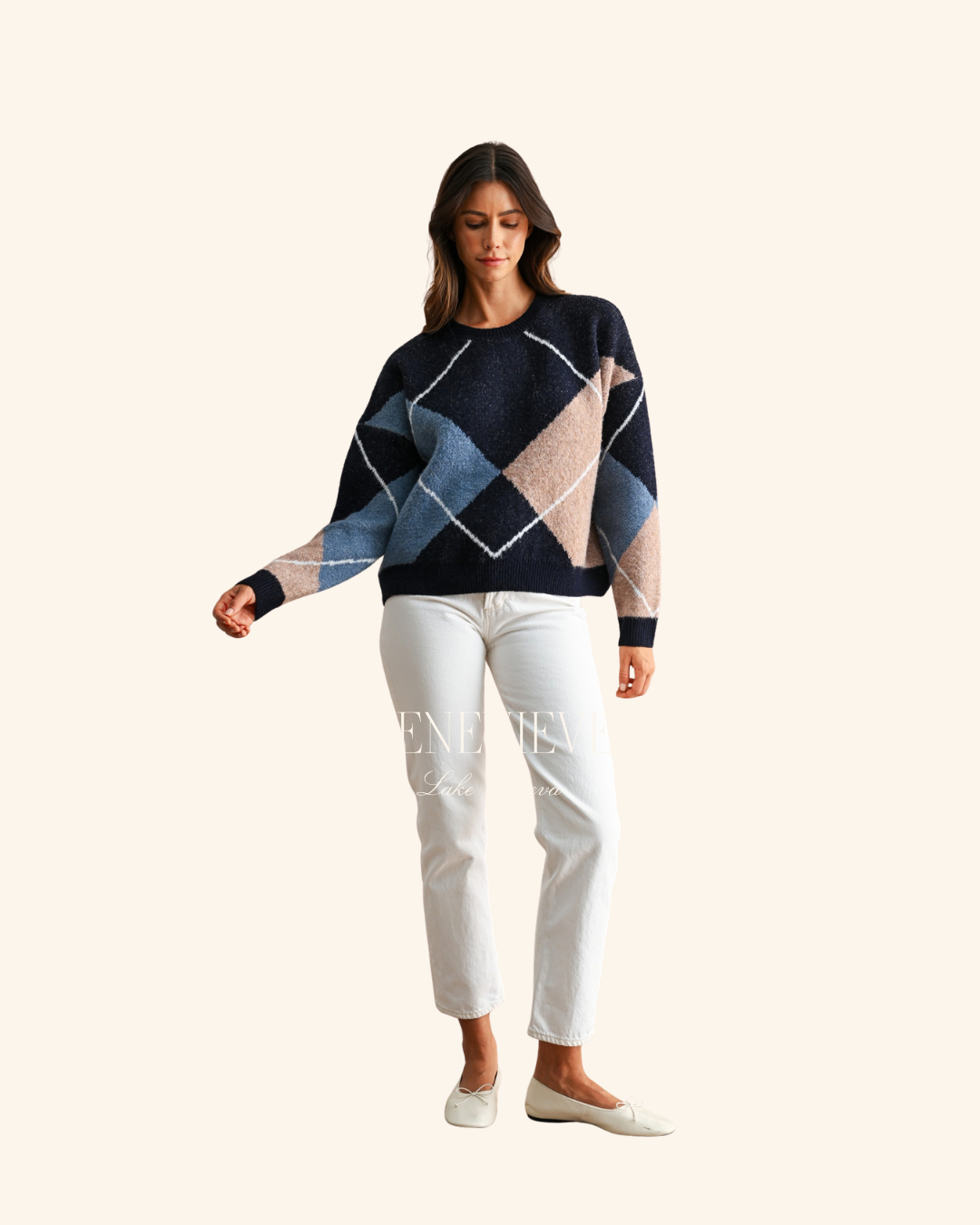Mable Navy Argyle Sweater