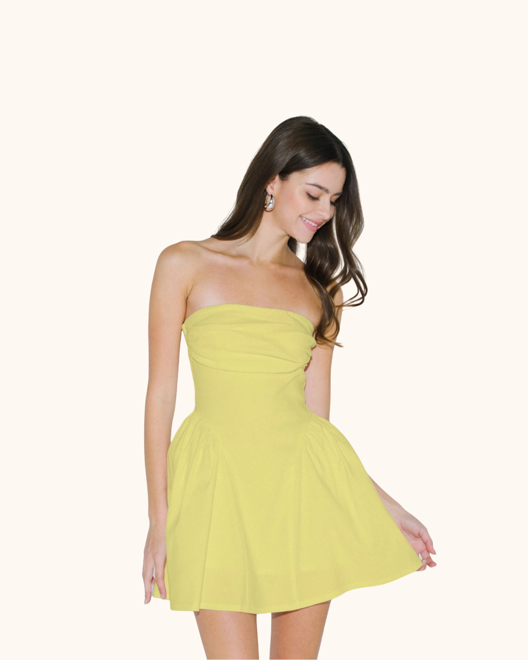 Blue Blush Yellow Strapless Mini