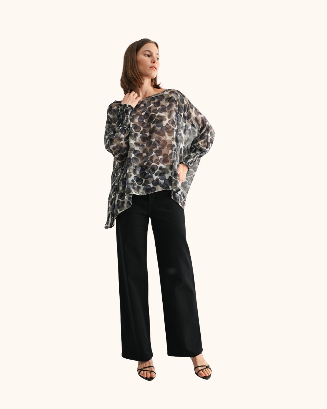 Fun2Fun Dot Print Chiffon Top