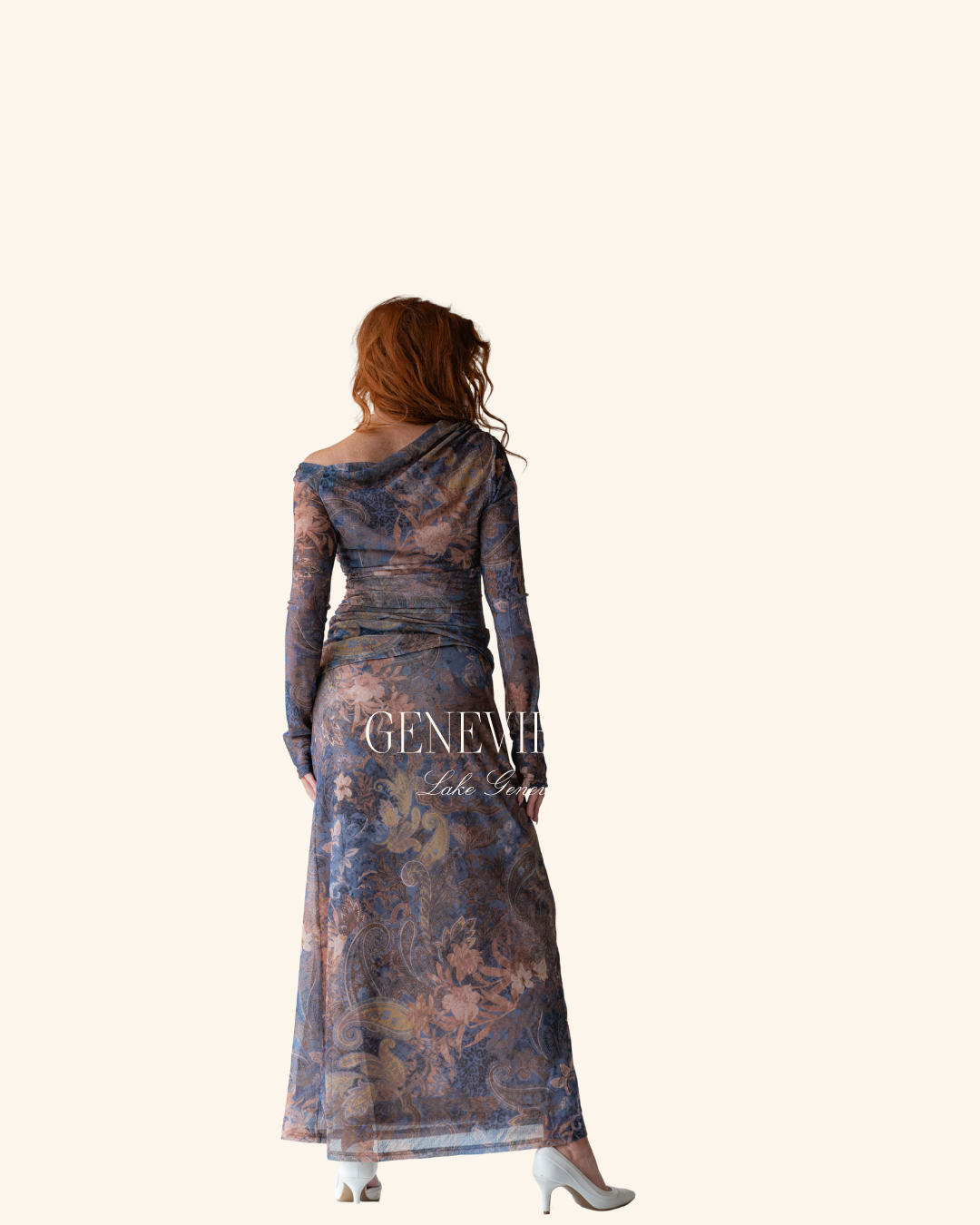 En Creme Blue Brown Pattern Maxi Skirt