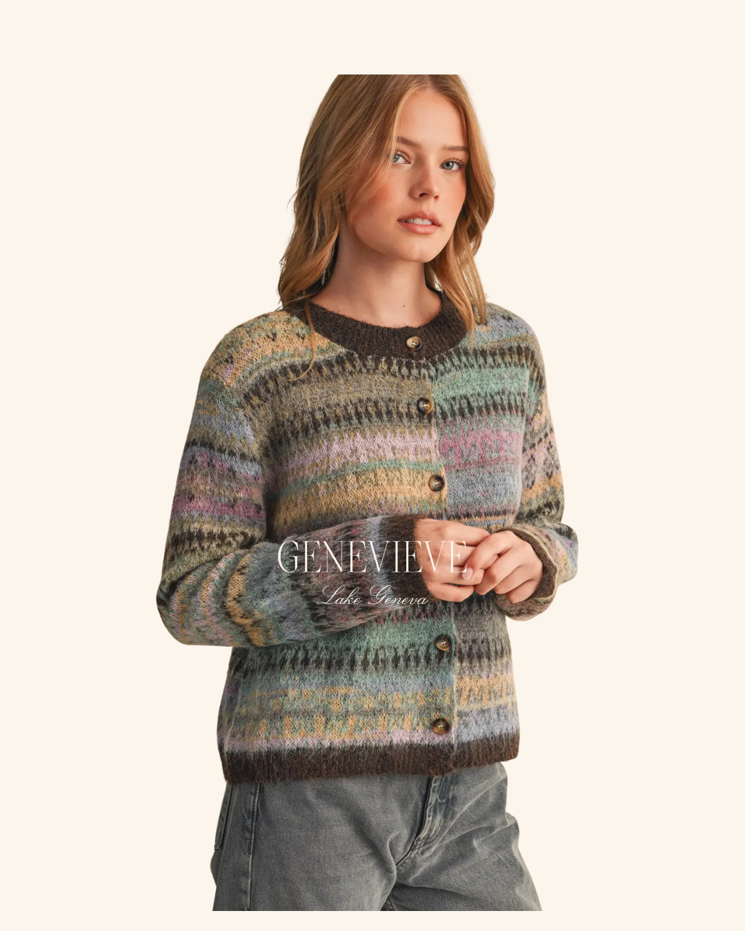 &Merci Brown Multicolored Cardigan
