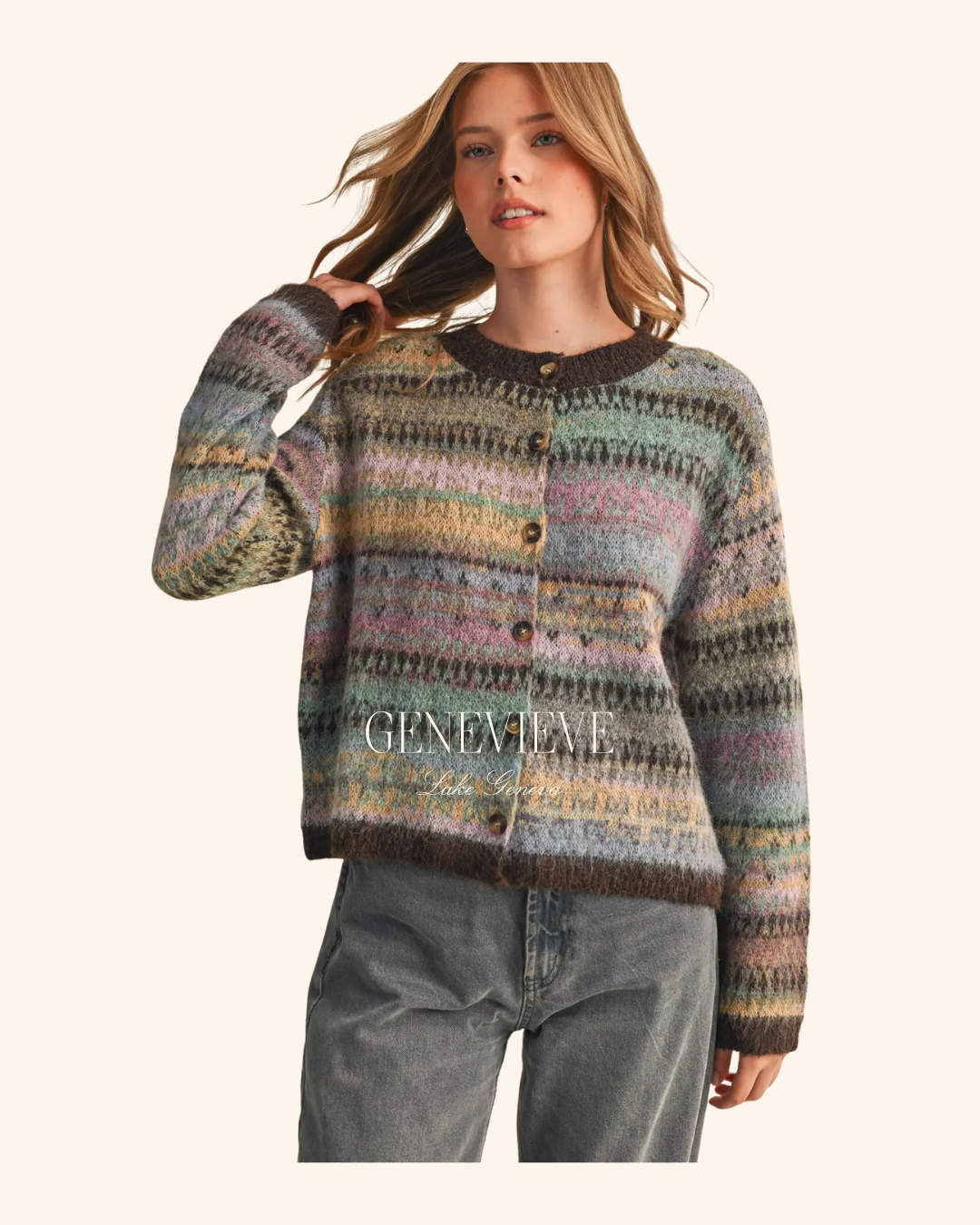 &Merci Brown Multicolored Cardigan