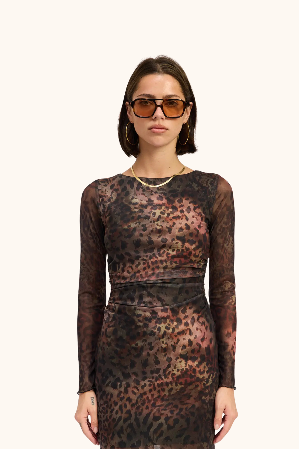 Emory Park Mini Open Back Mesh Animal Print Dress