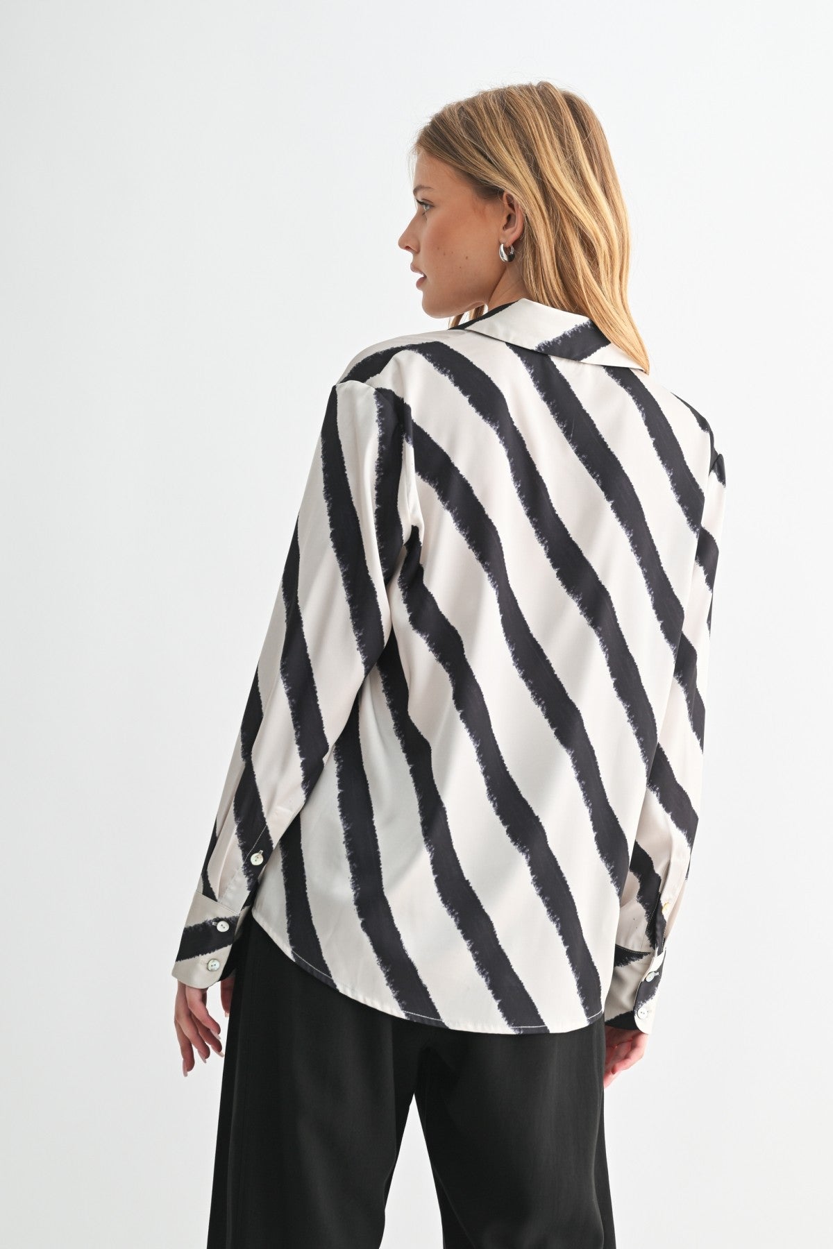 Fun2Fun Stripe Print Satin Shirt