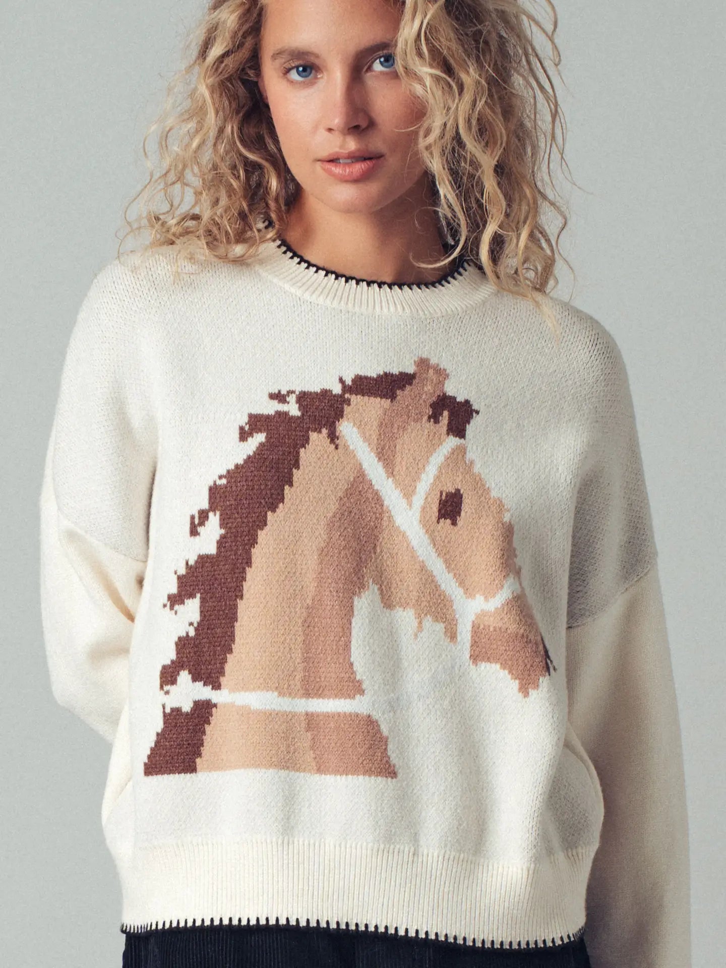 Urban Daizy Horse Graphic Knit Sweater