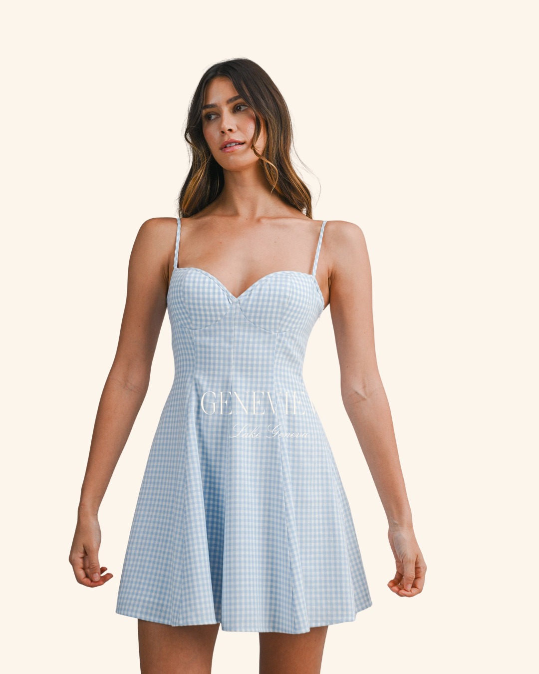 Mable Blue Gingham Flare Dress