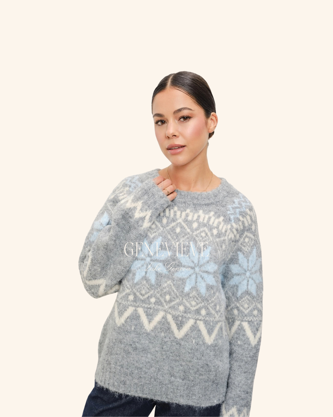 Pretty Garbage Grey Blue Faire Isle Pullover