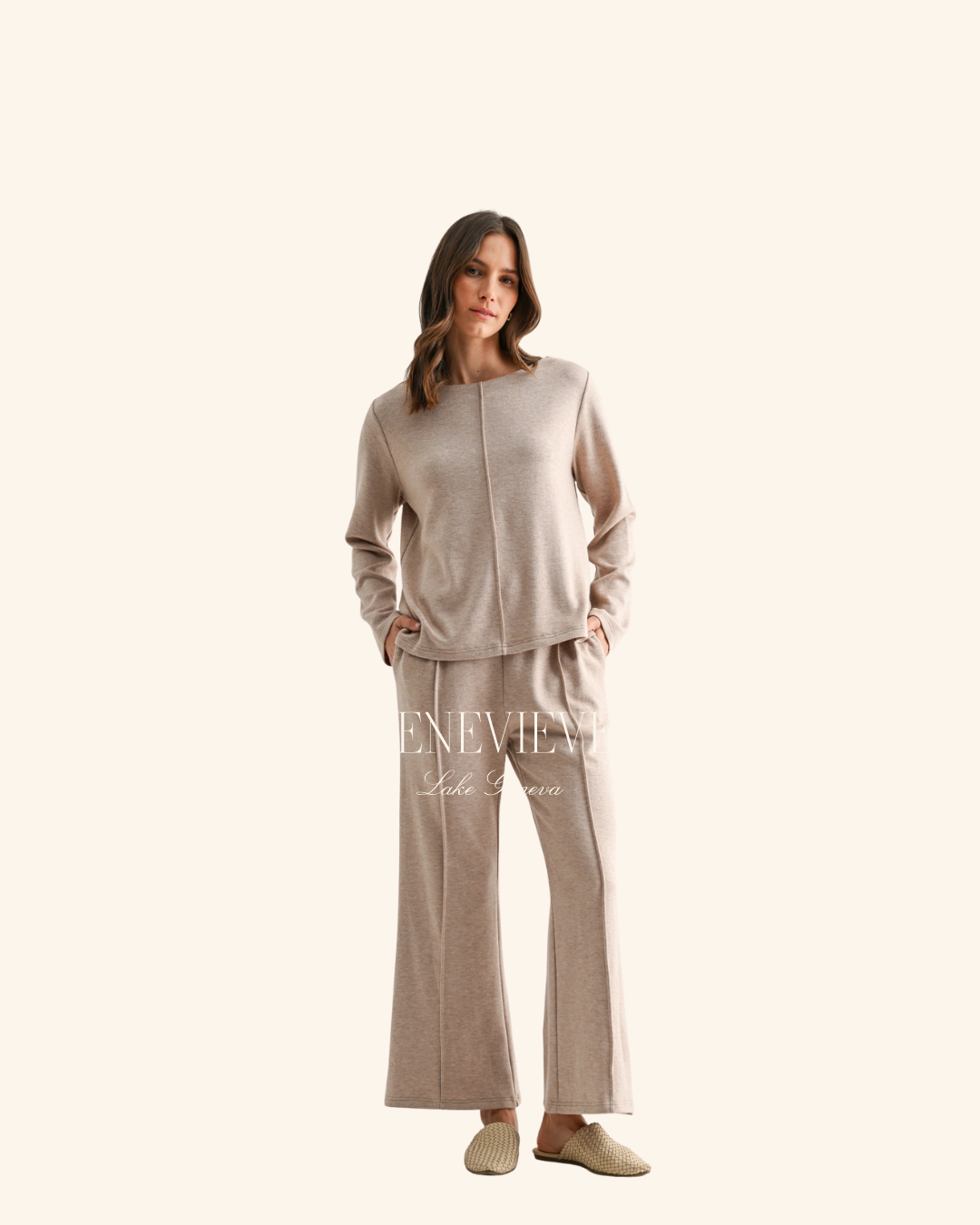 Fun2Fun Taupe Pintuck Top