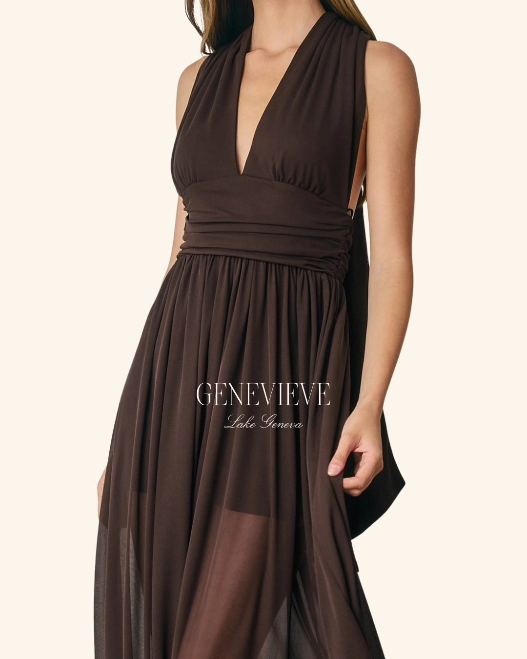 Dress Forum Dark Rum Mesh Halter