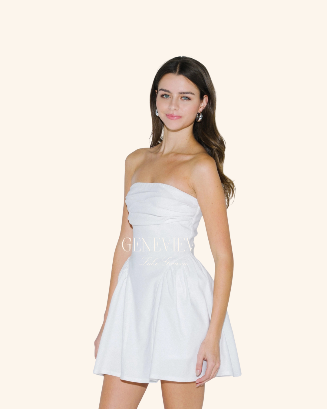 Blue Blush Off White Strapless Dress