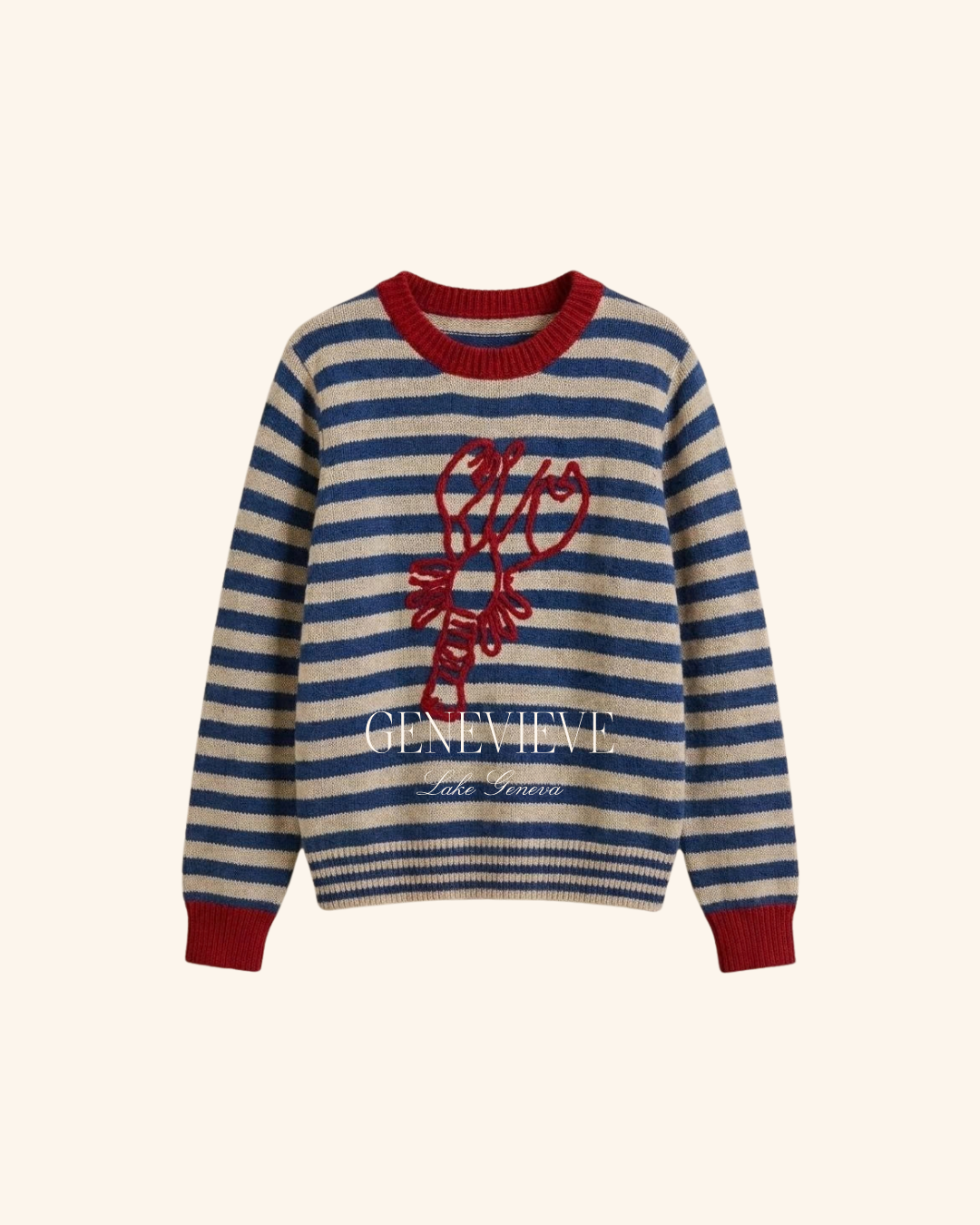 Urban Daizy Navy Red Stripe Lobster Sweater