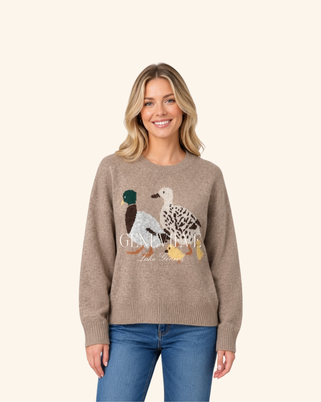 Dreamers By Debut Mocha Duck Family Sweater