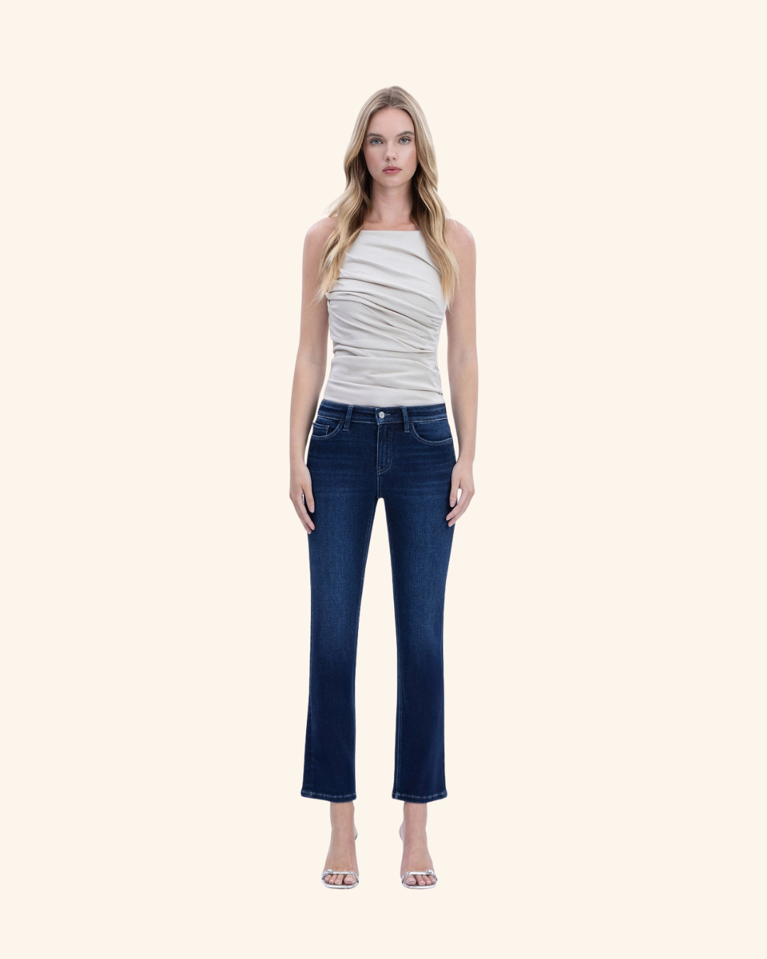 Vervet Mid Rise Dark Wash Slim Straight Ankle Jeans
