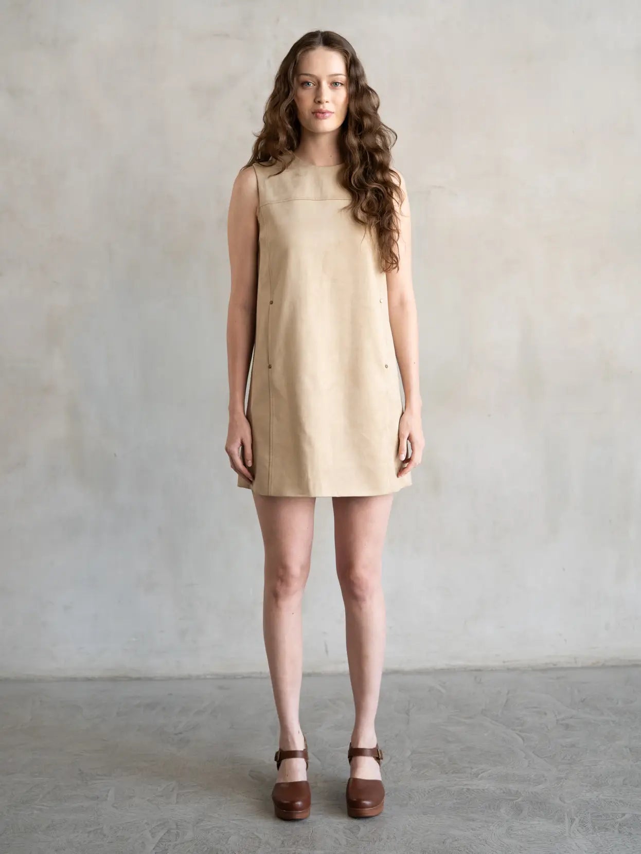 Elle Grey Suede Sleeveless Mini Dress