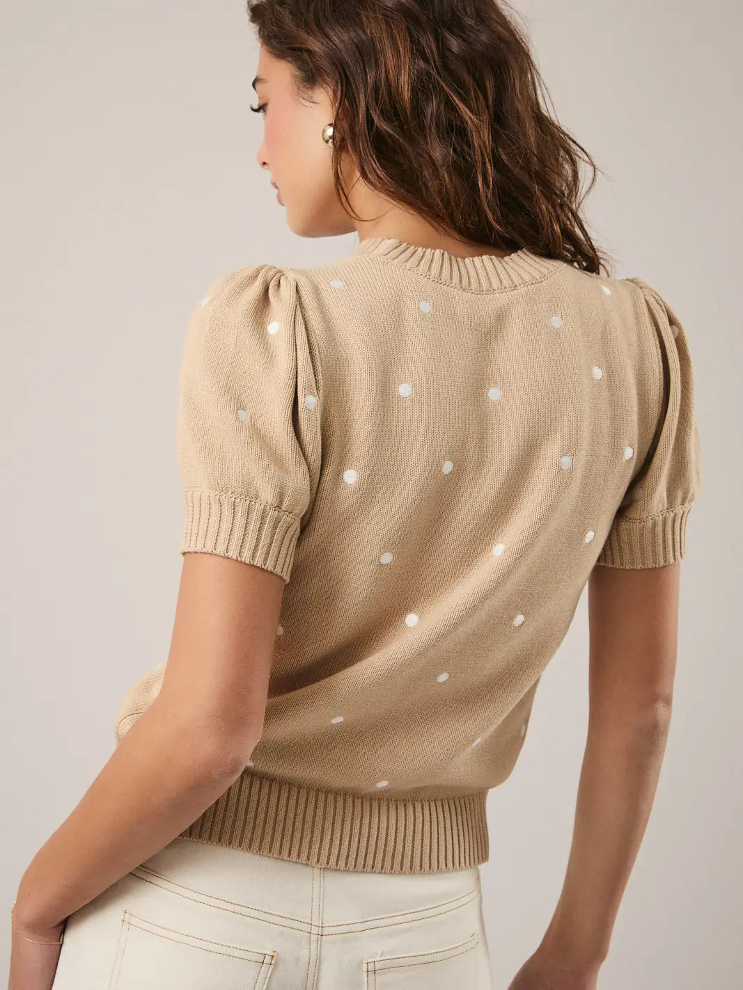 Sunday Edition Puff Short Sleeve Embroidered Sweater (Various Colors)