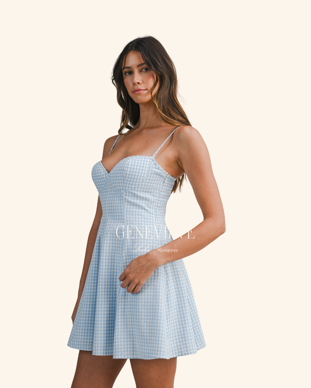 Mable Blue Gingham Flare Dress
