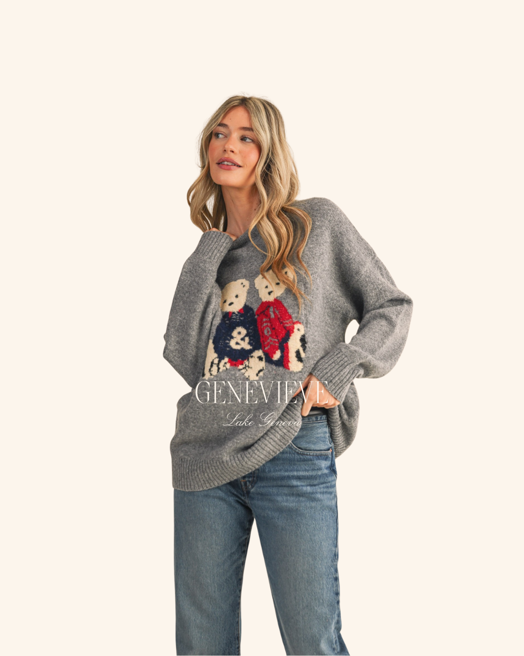 &Merci Grey Teddy Sweater