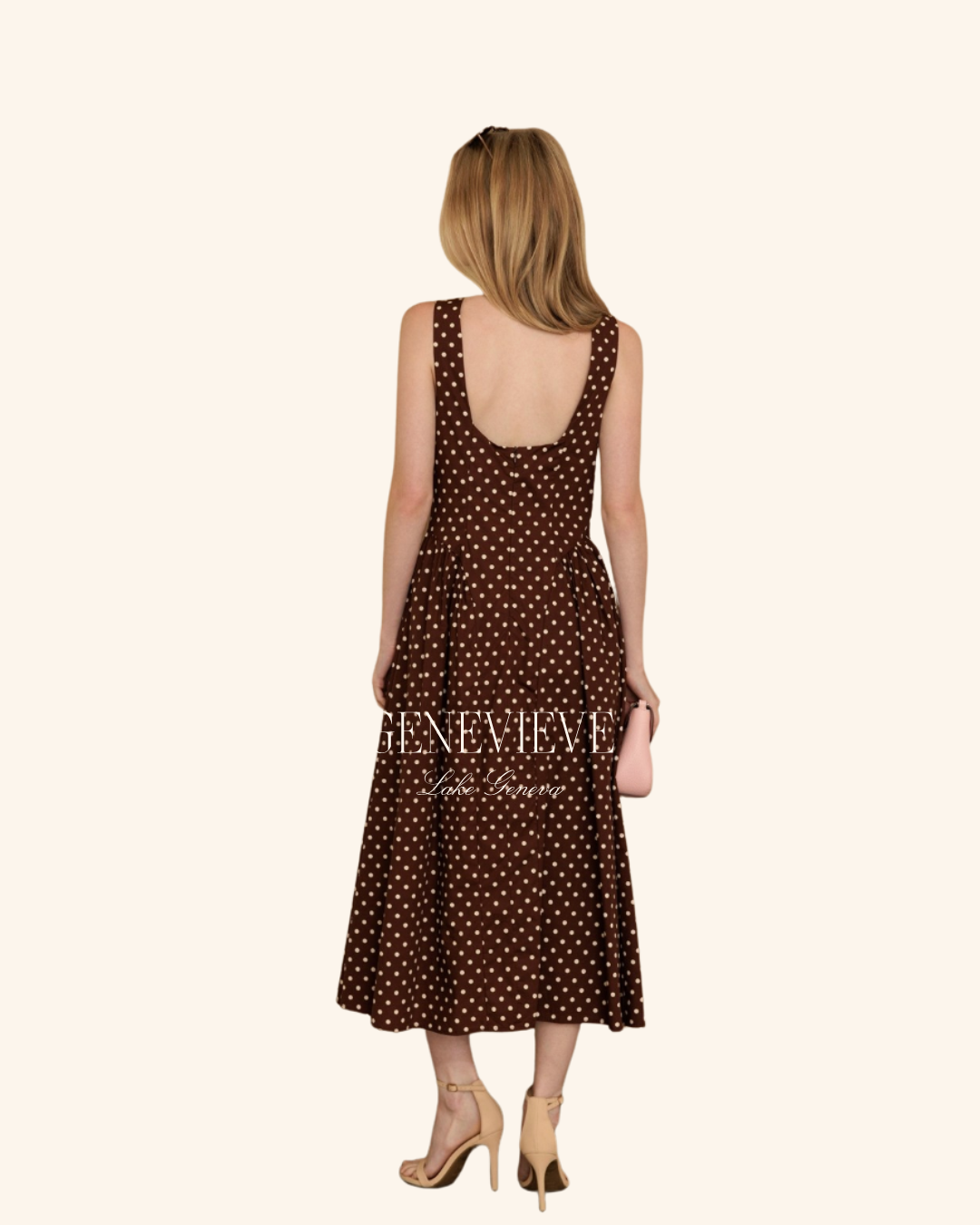 Storia Brown Polka Dot Midi Dress
