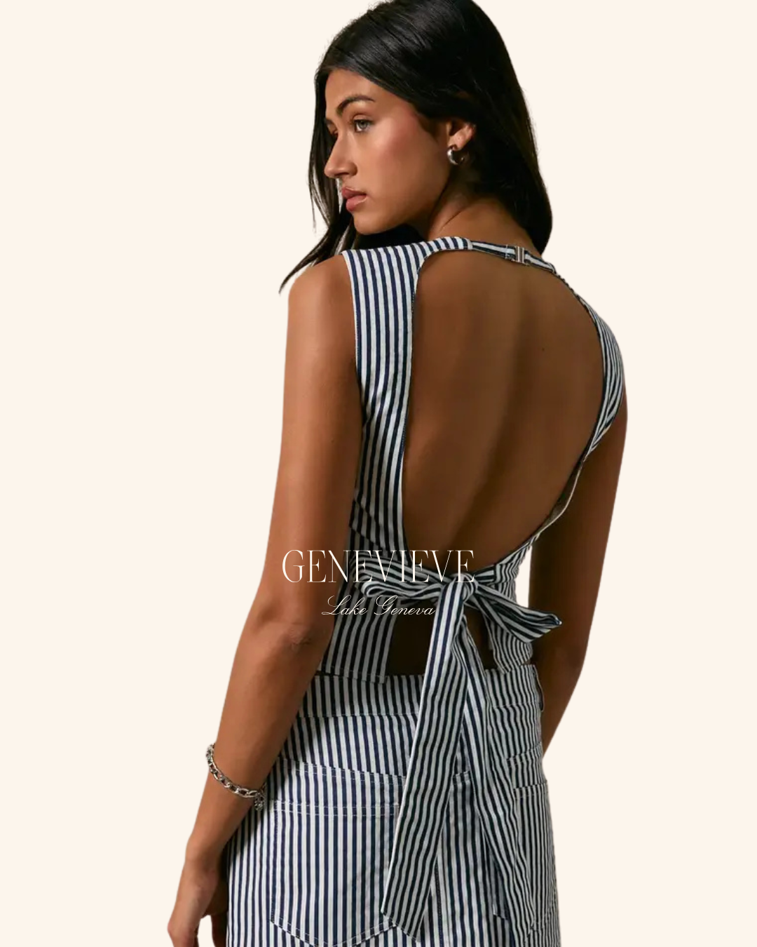 Le Lis Navy Stripe Skort