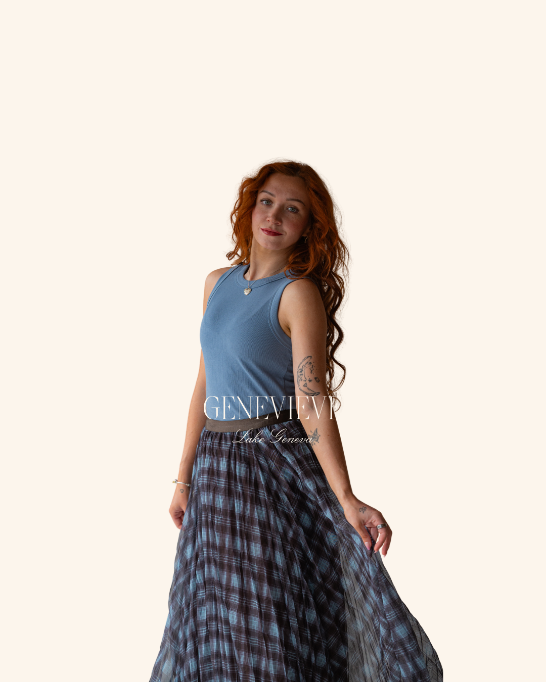En Creme Brown Plaid Maxi Skirt