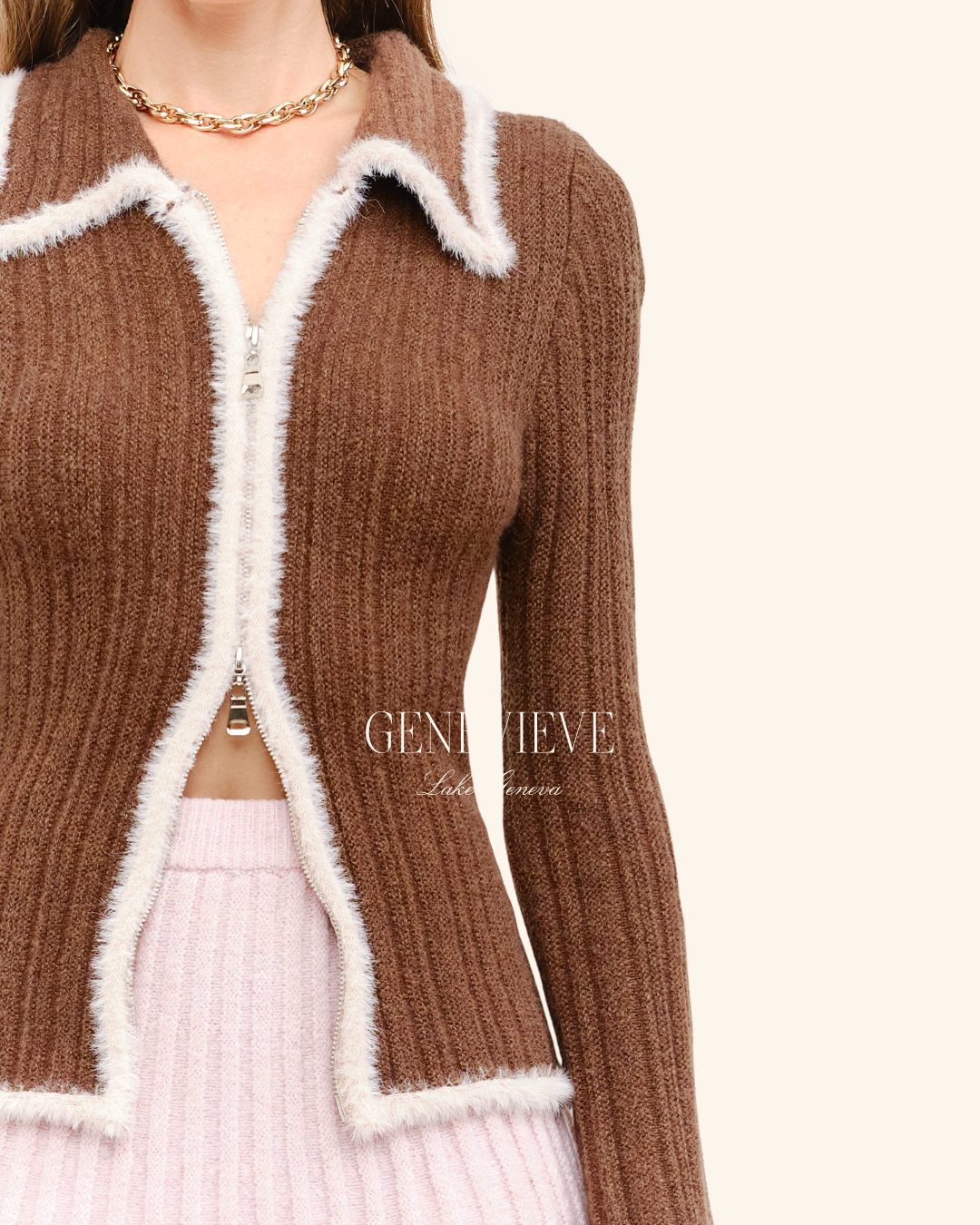 Sofie The Label Brown Pink Knit Top