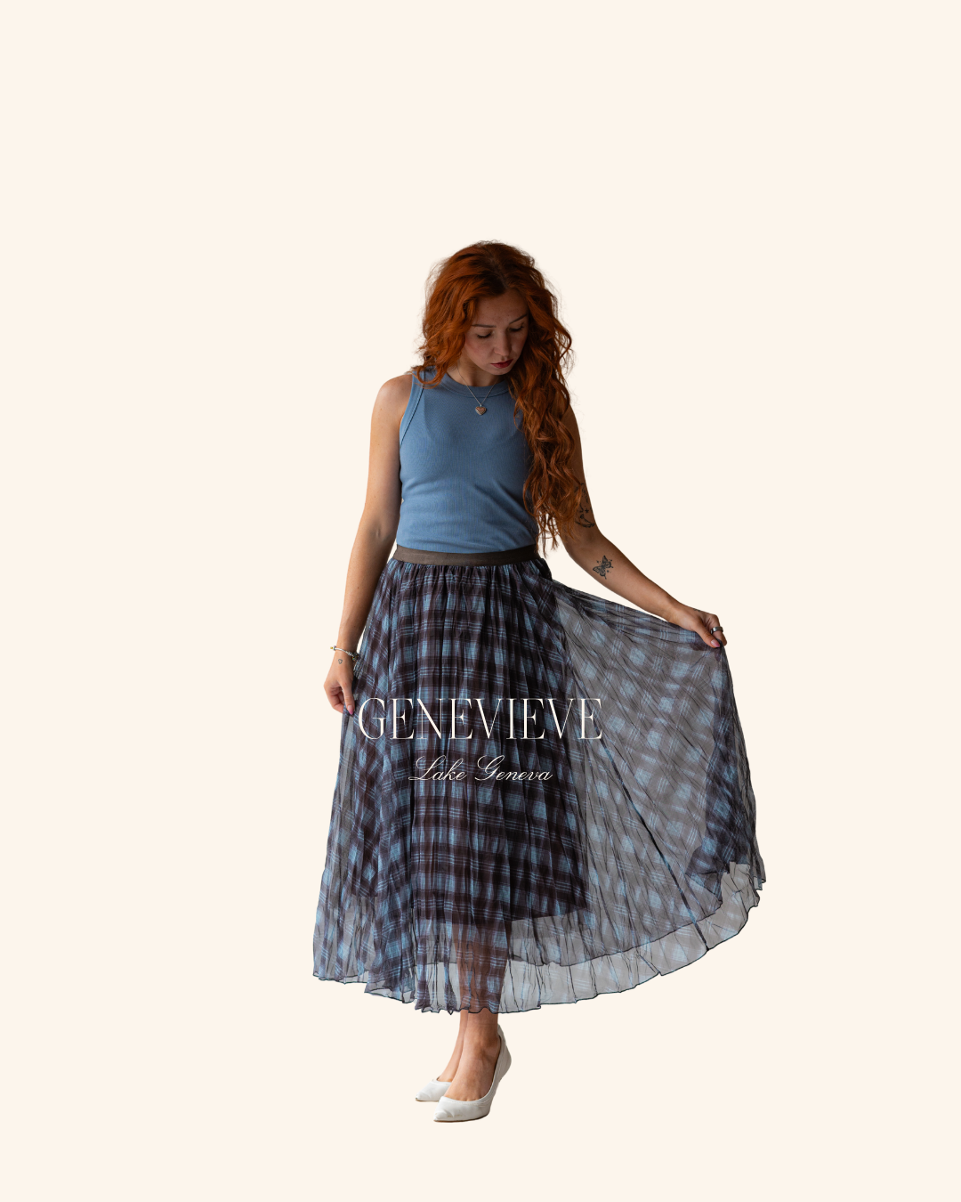En Creme Brown Plaid Maxi Skirt