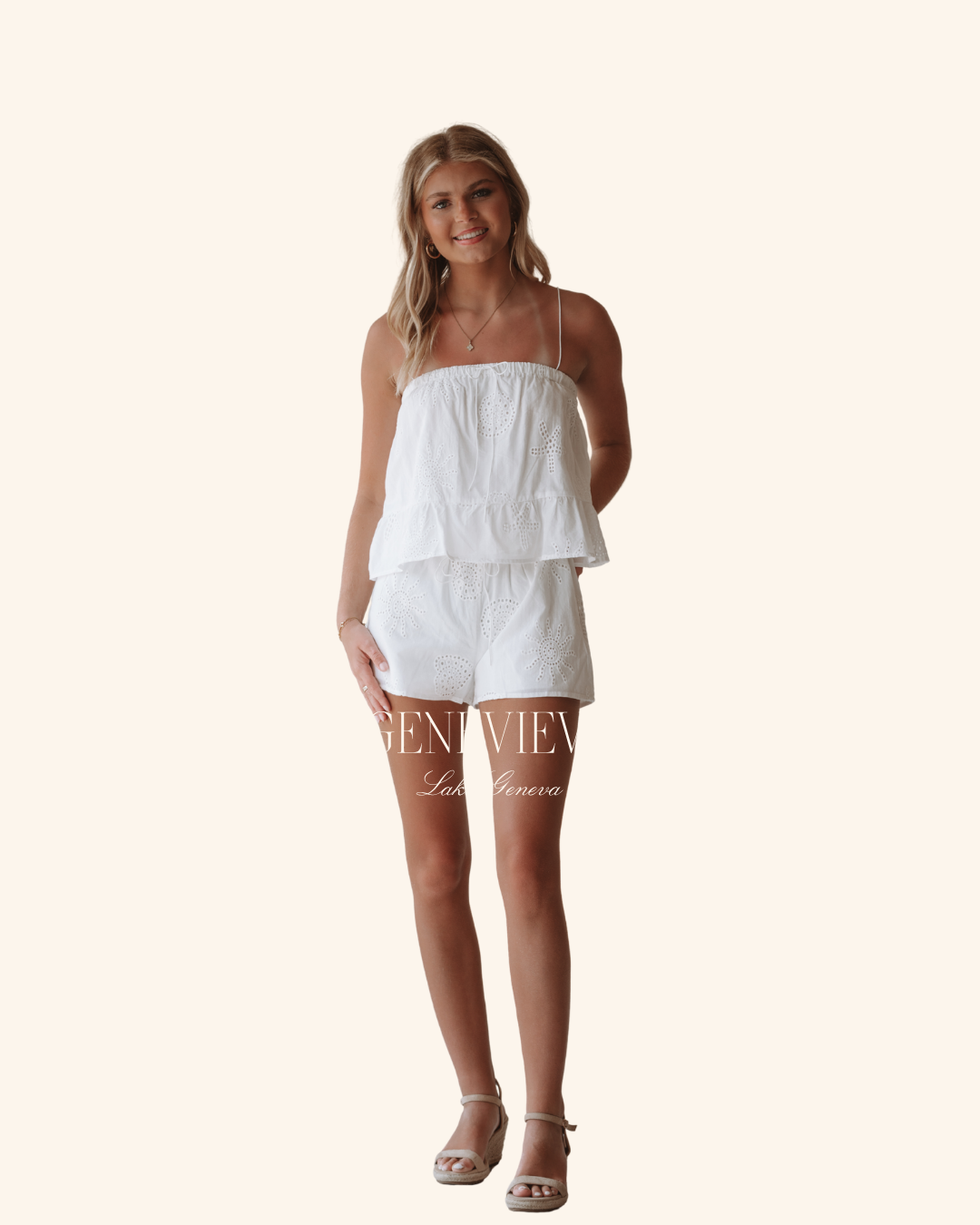 Pretty Garbage Ivory Eyelet Short