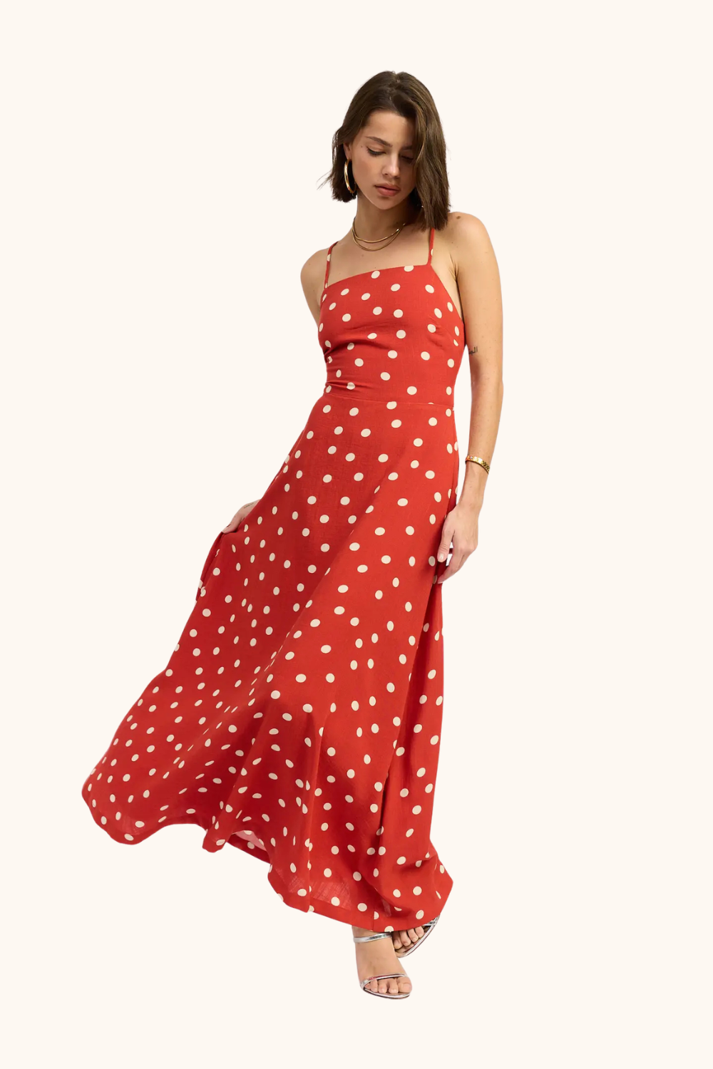 Emory Park Squared Neck Open Back Maxi Dress