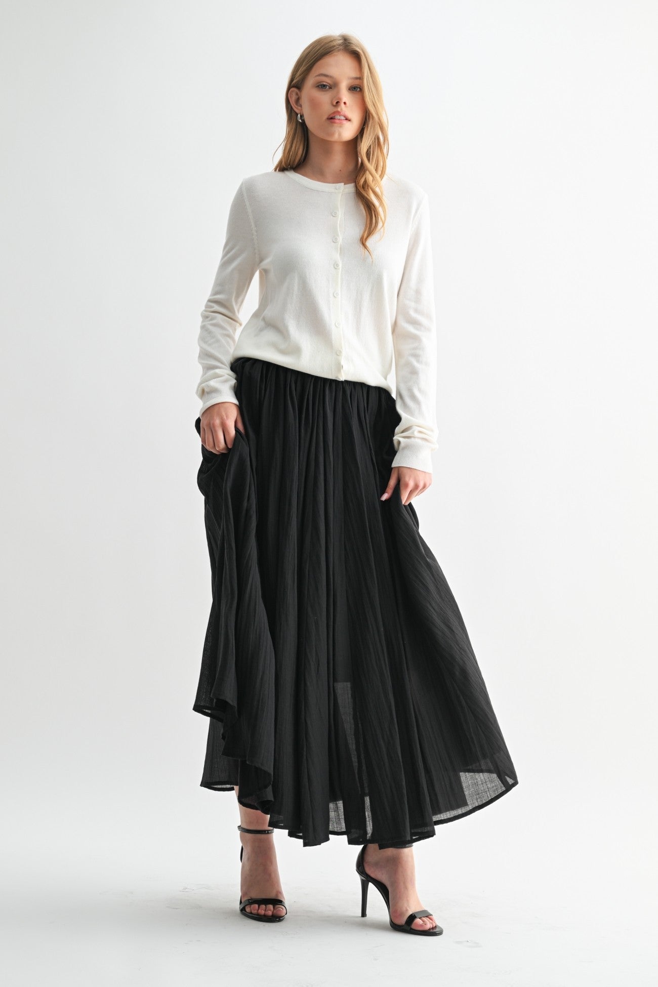 Fun2Fun Crinkle Woven Maxi Skirt