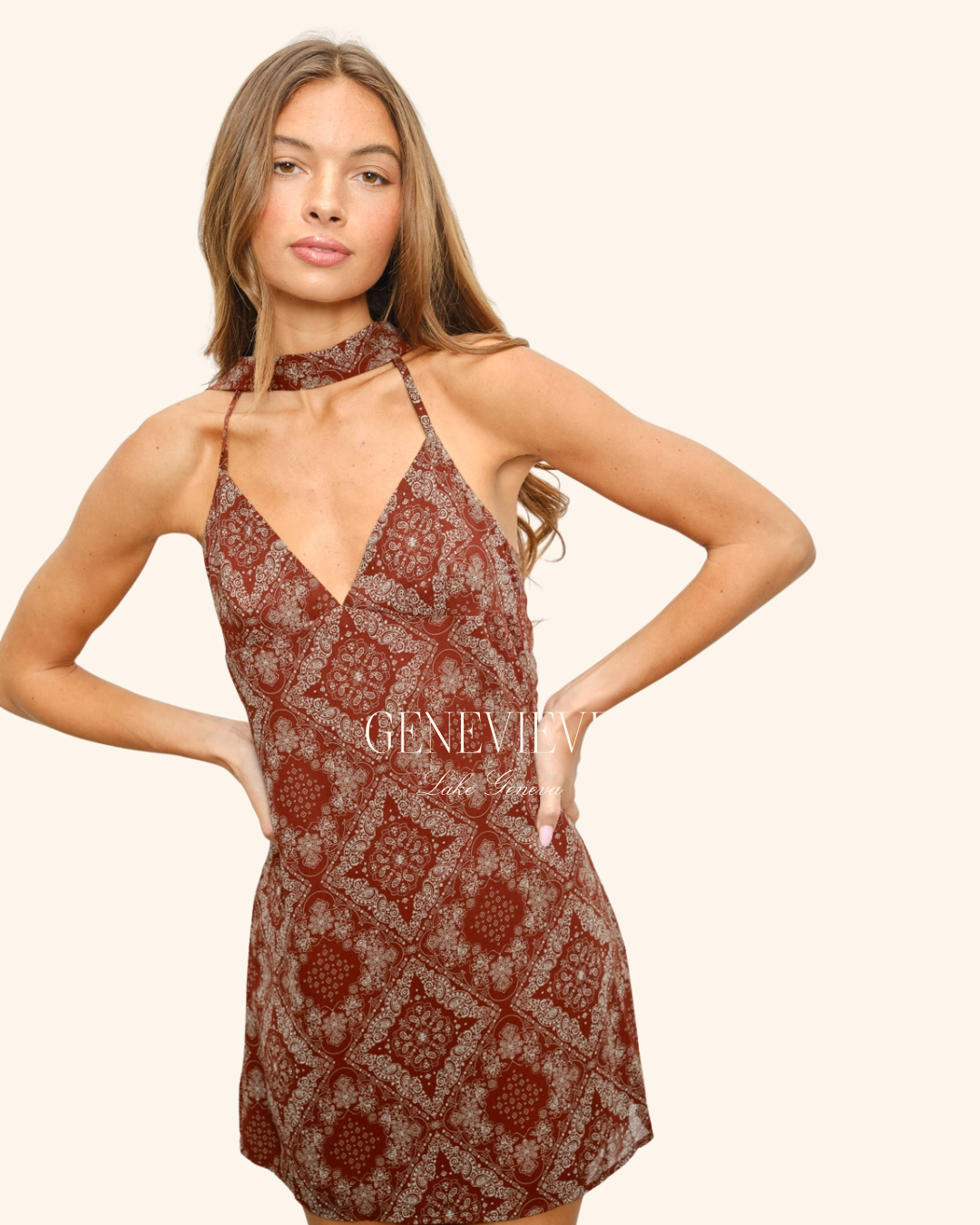 Pretty Garbage Brown Blue Paisley Halter Mini