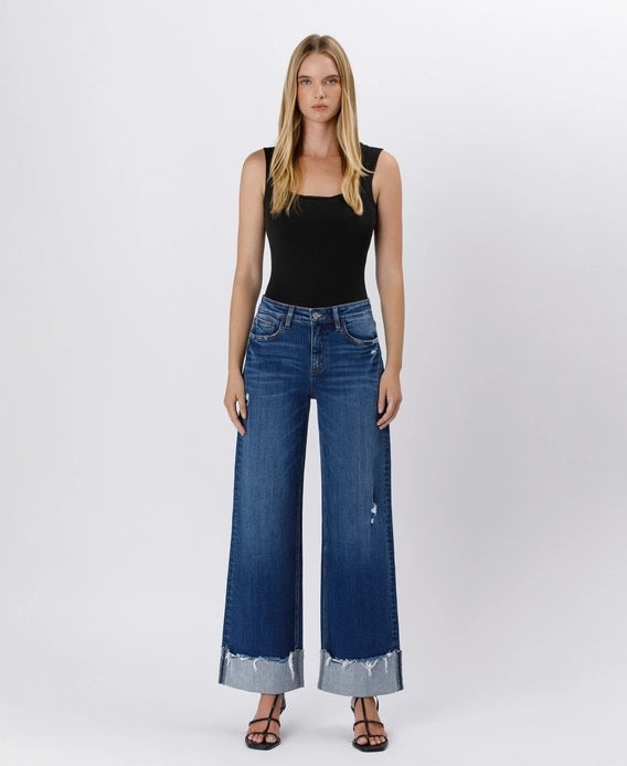 Vervet High Rise Cuffed Baggy Wide Jeans