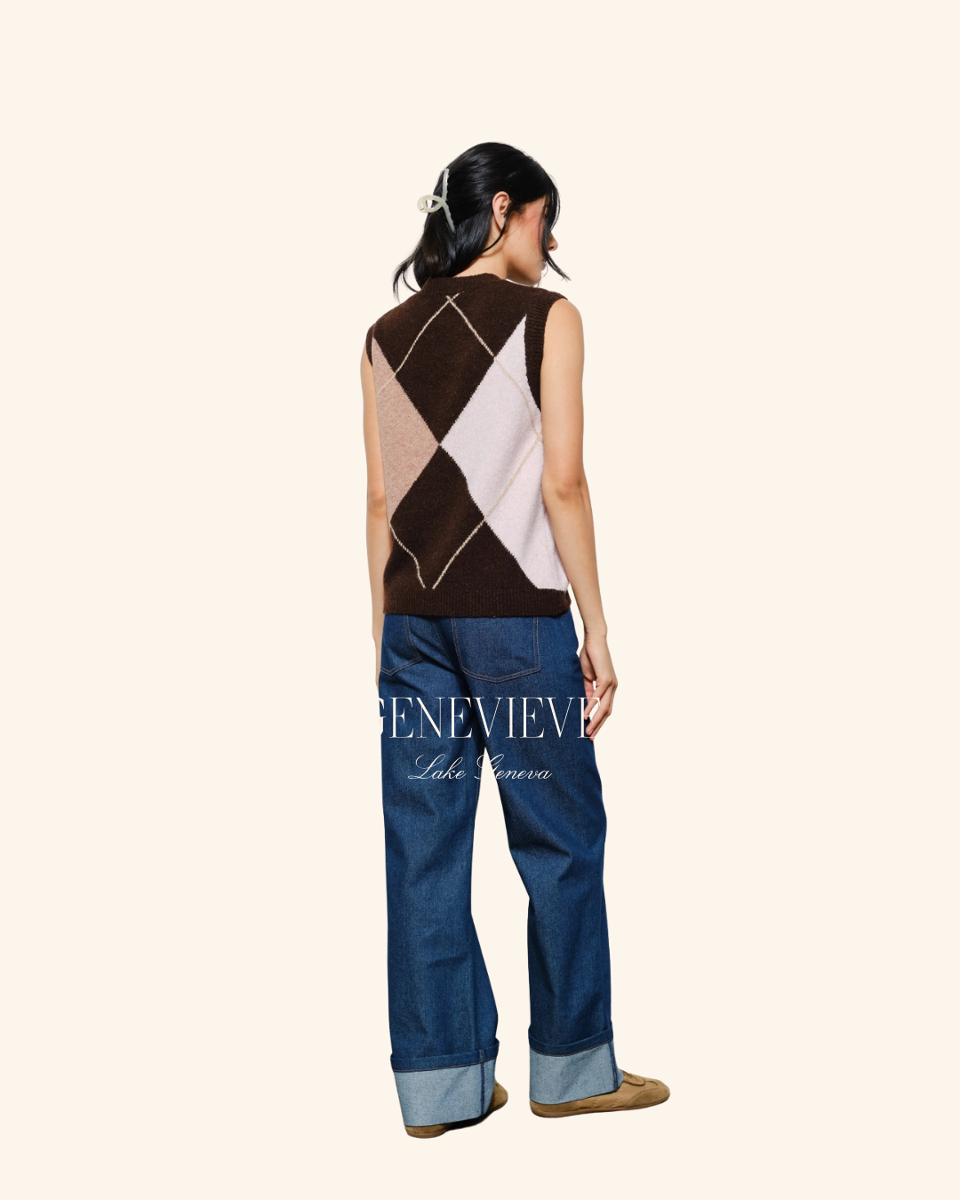 Pretty Garbage Brown Multi Argyle Vest