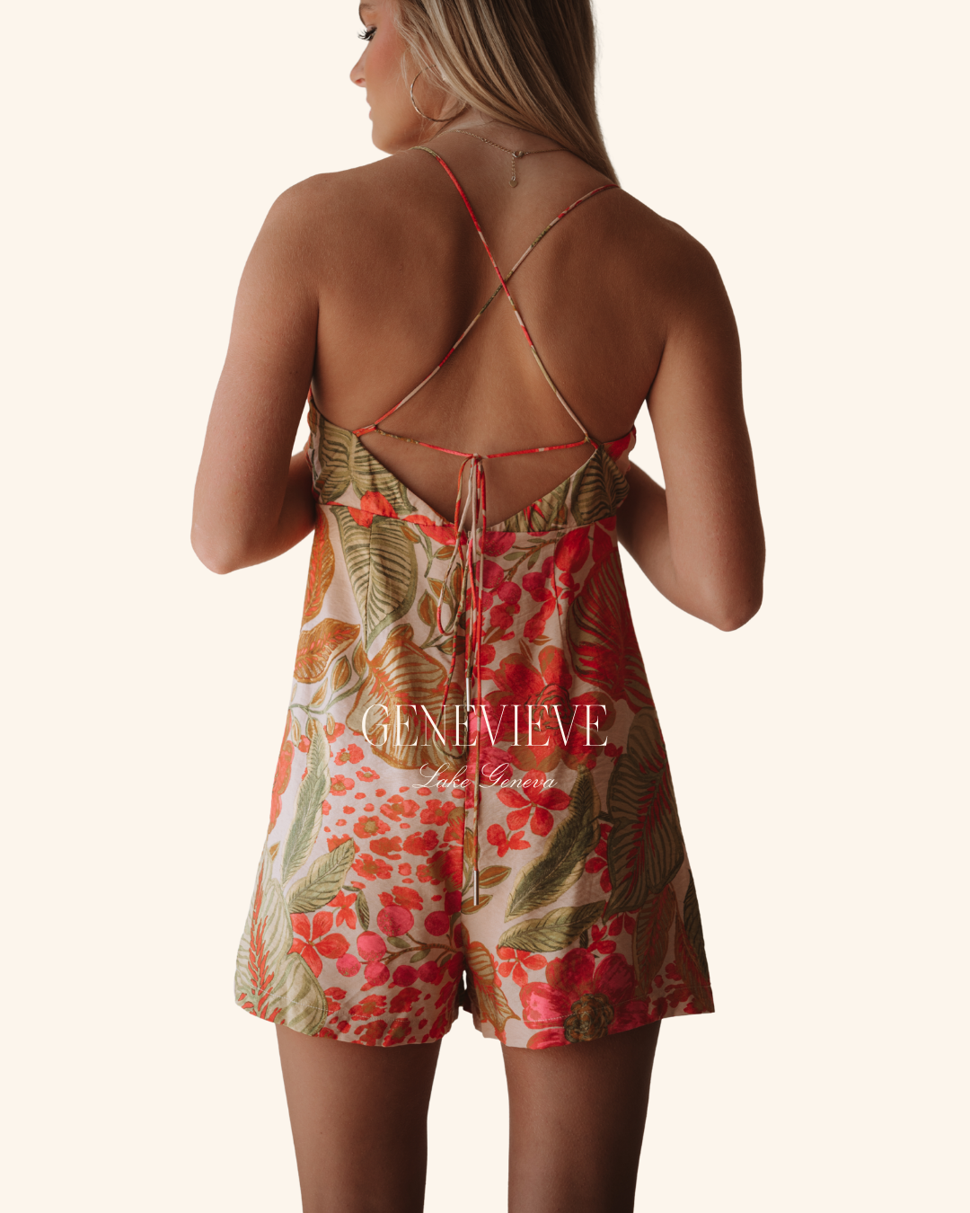 Dress Forum Coral Botanical Romper